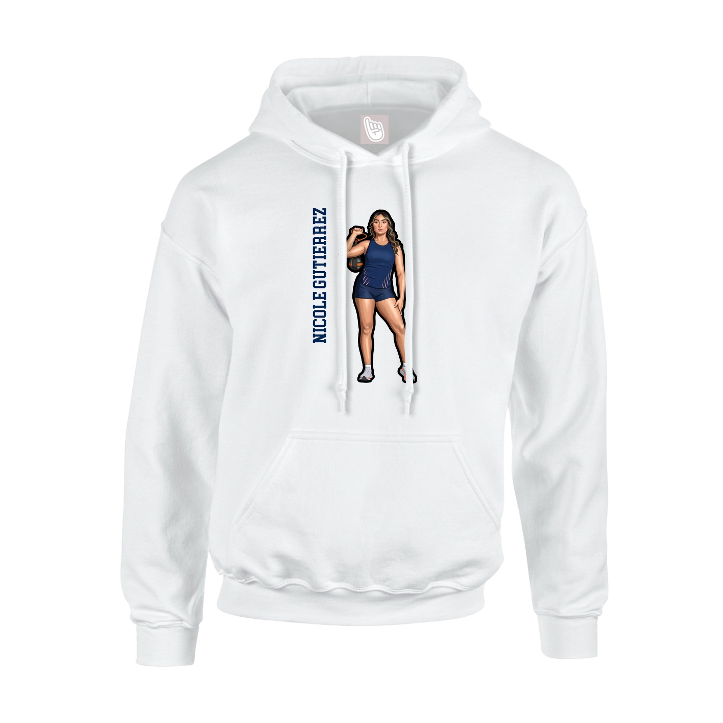Youth Hoodie — Name Vertical in White
