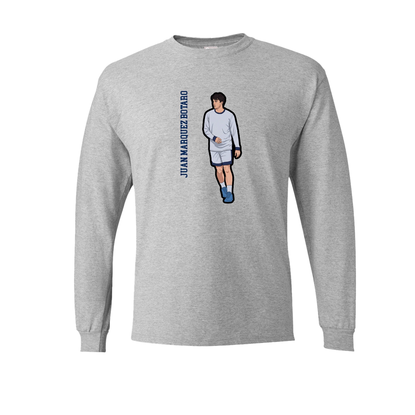 Long Sleeve Tee — Name Vertical in Grey