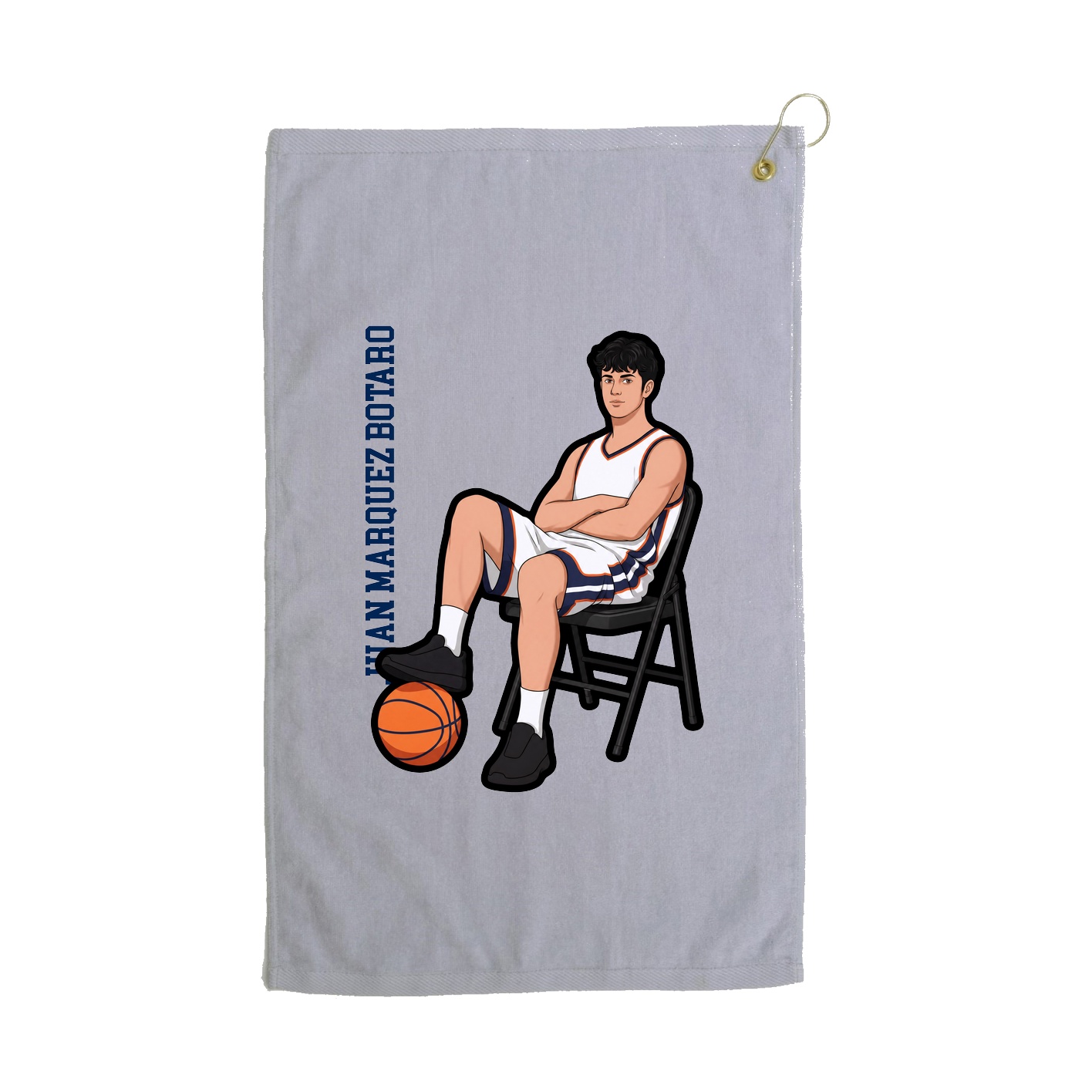 Golf Towel — Name Vertical in Grey