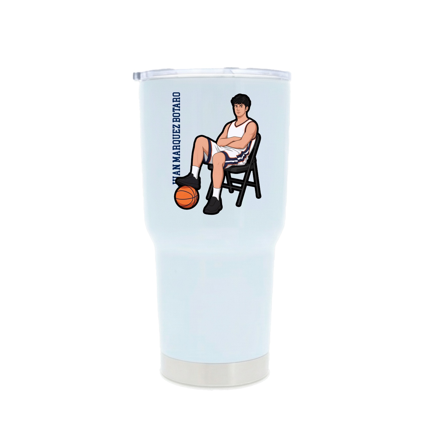 30oz Stainless Steel Tumbler — Name Vertical in White