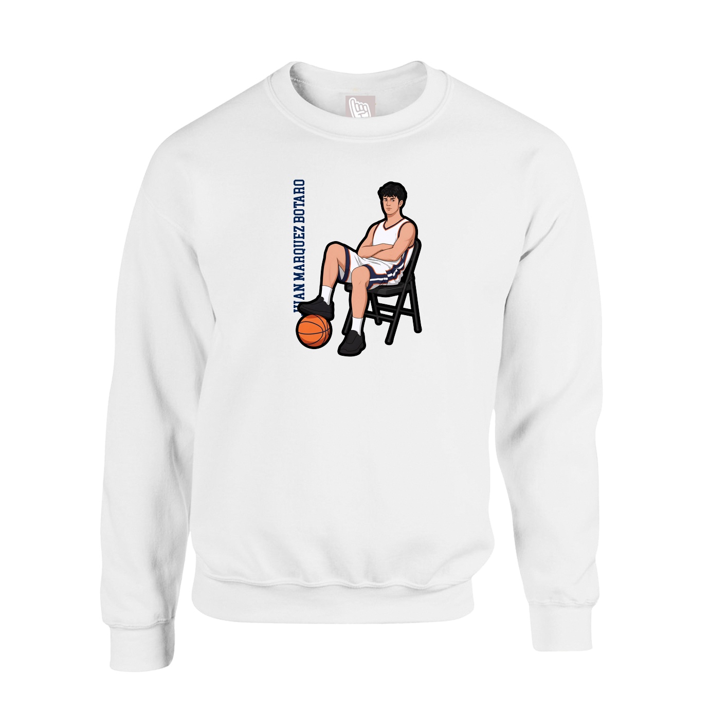 Fleece Crew — Name Vertical in White
