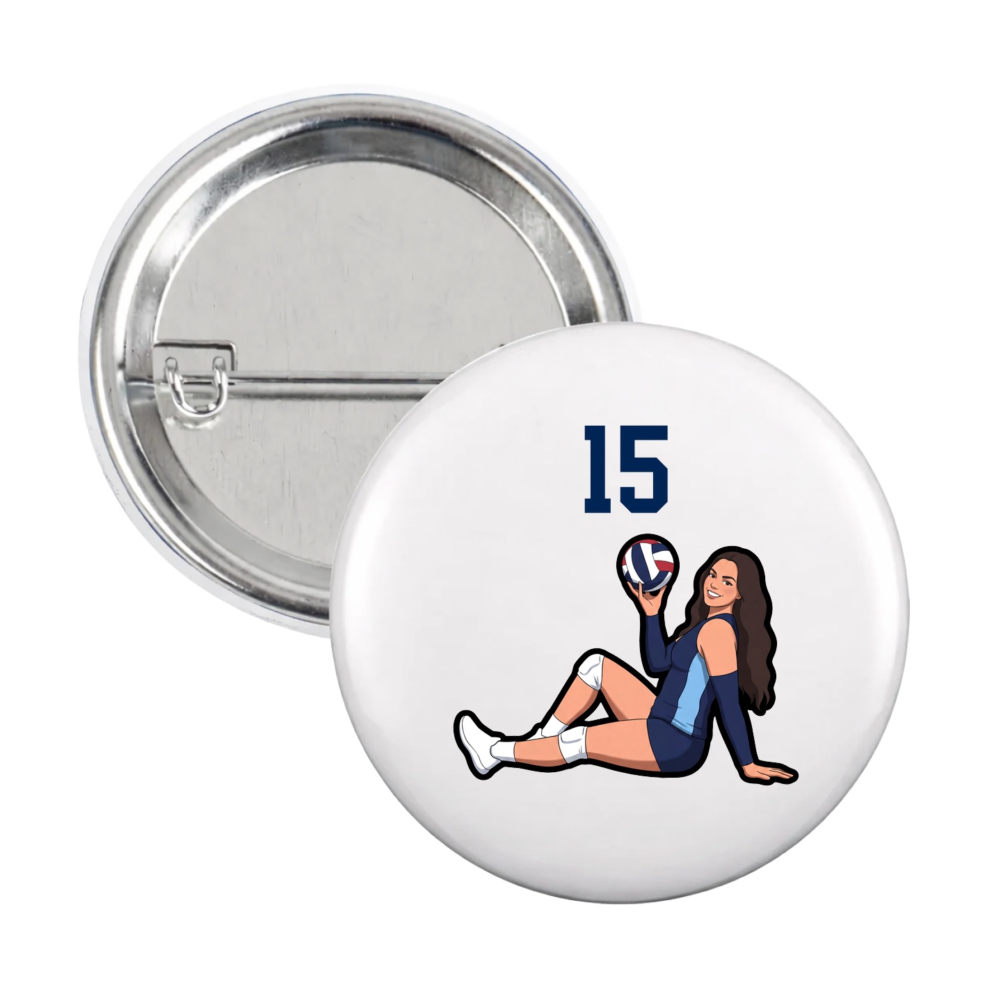 Game Day Button — Number Top in White