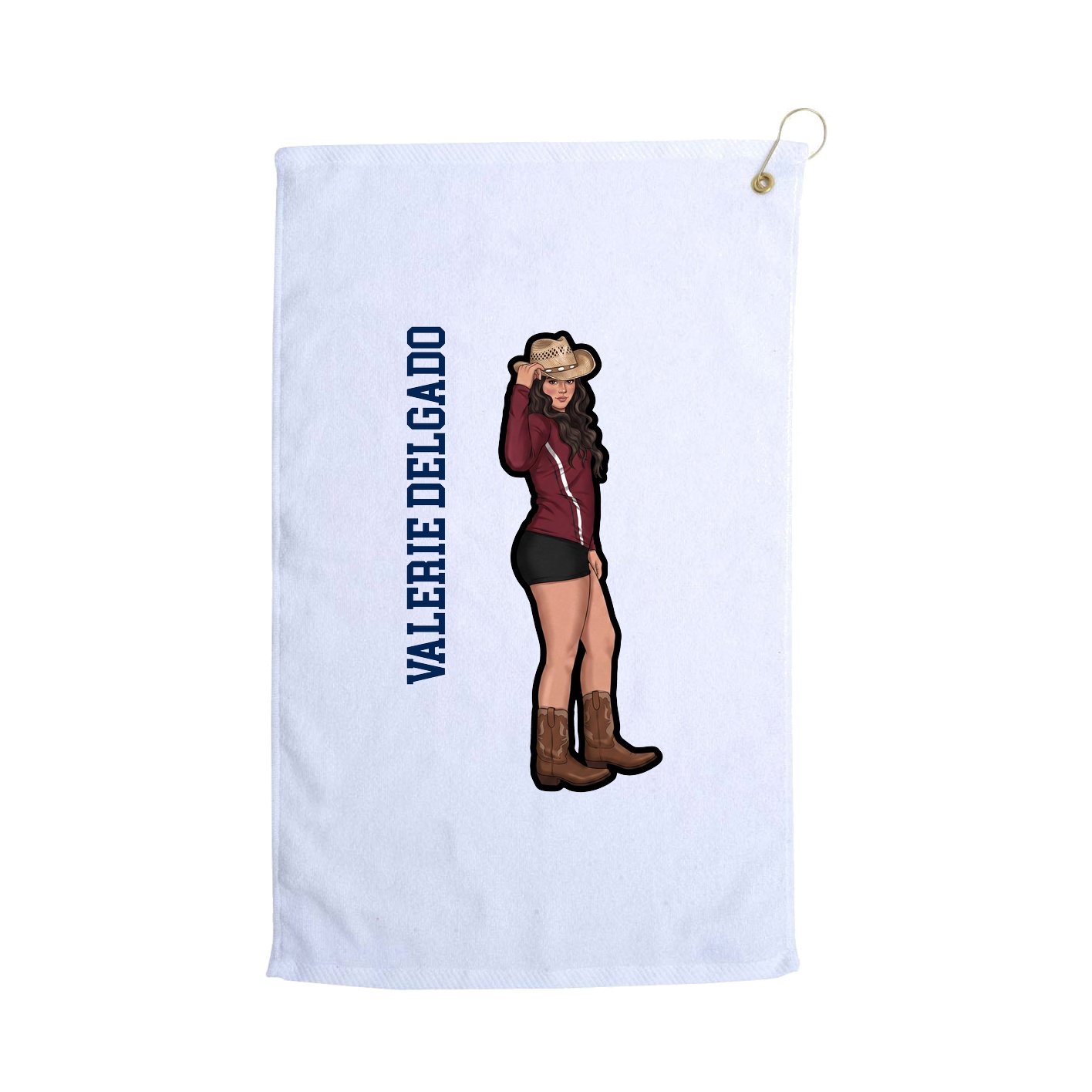 Golf Towel — Name Vertical in White