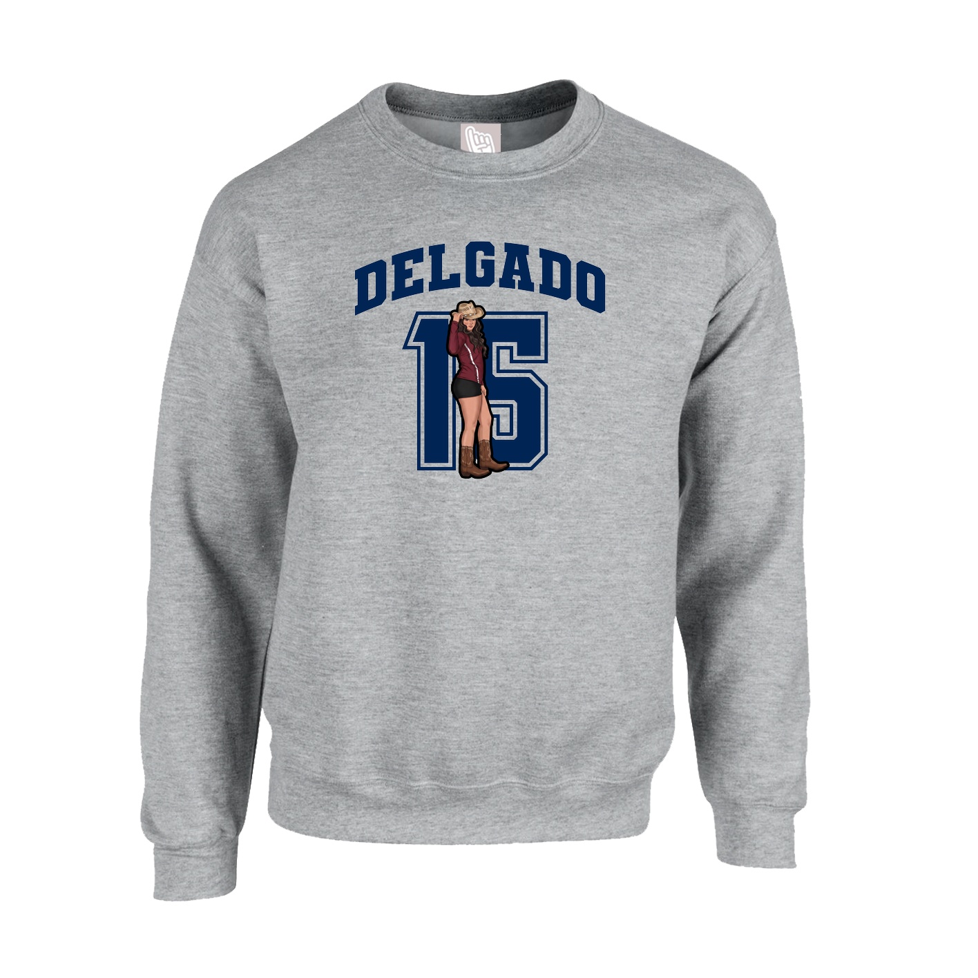Fleece Crew — Number in Grey