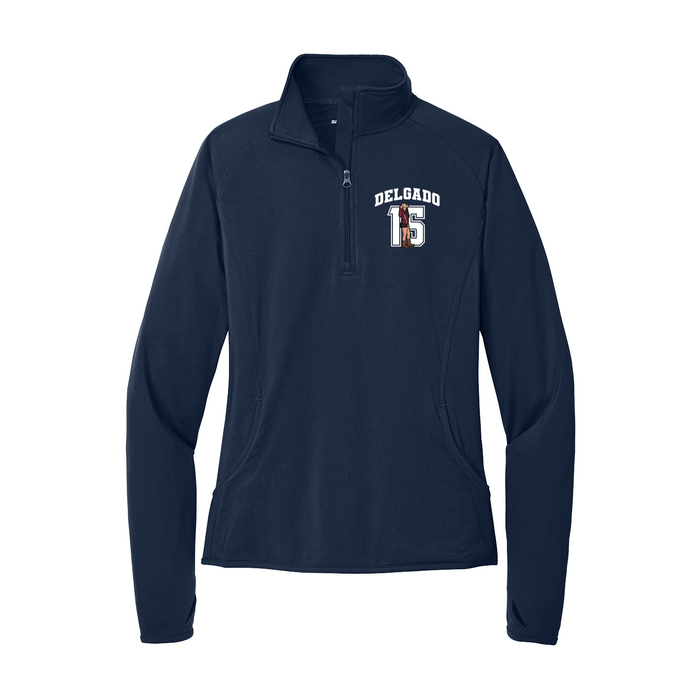 Women's Q-Zip Pullover — Number in Navy