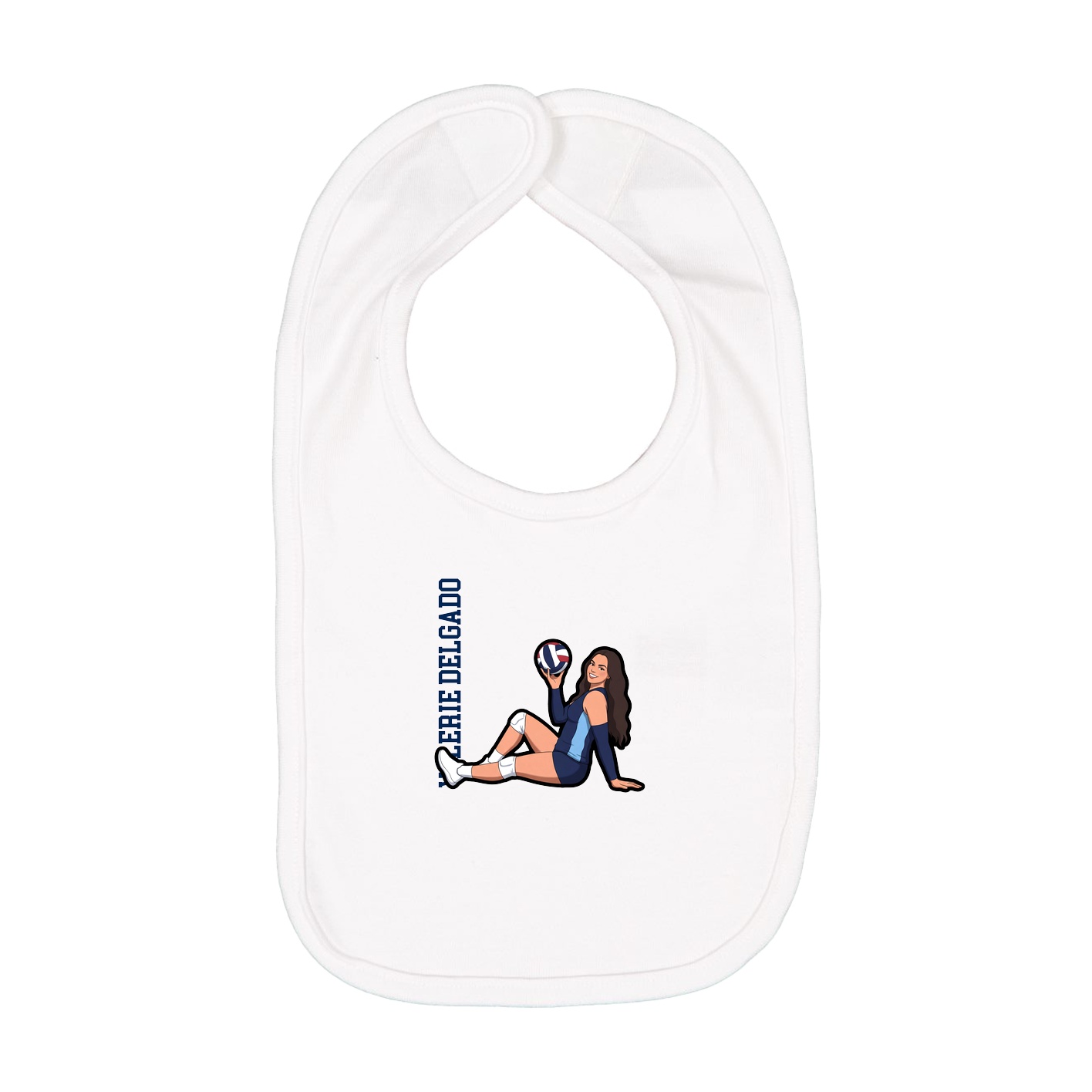 Infant Bib — Name Vertical in White