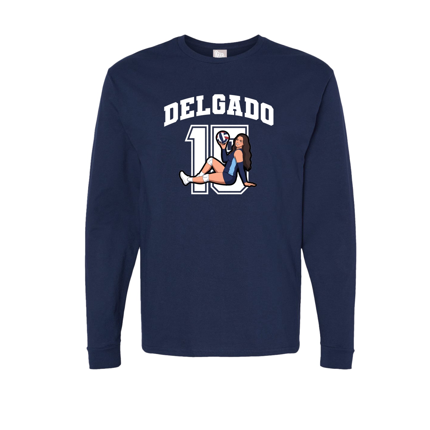 Long Sleeve Tee — Number in Navy