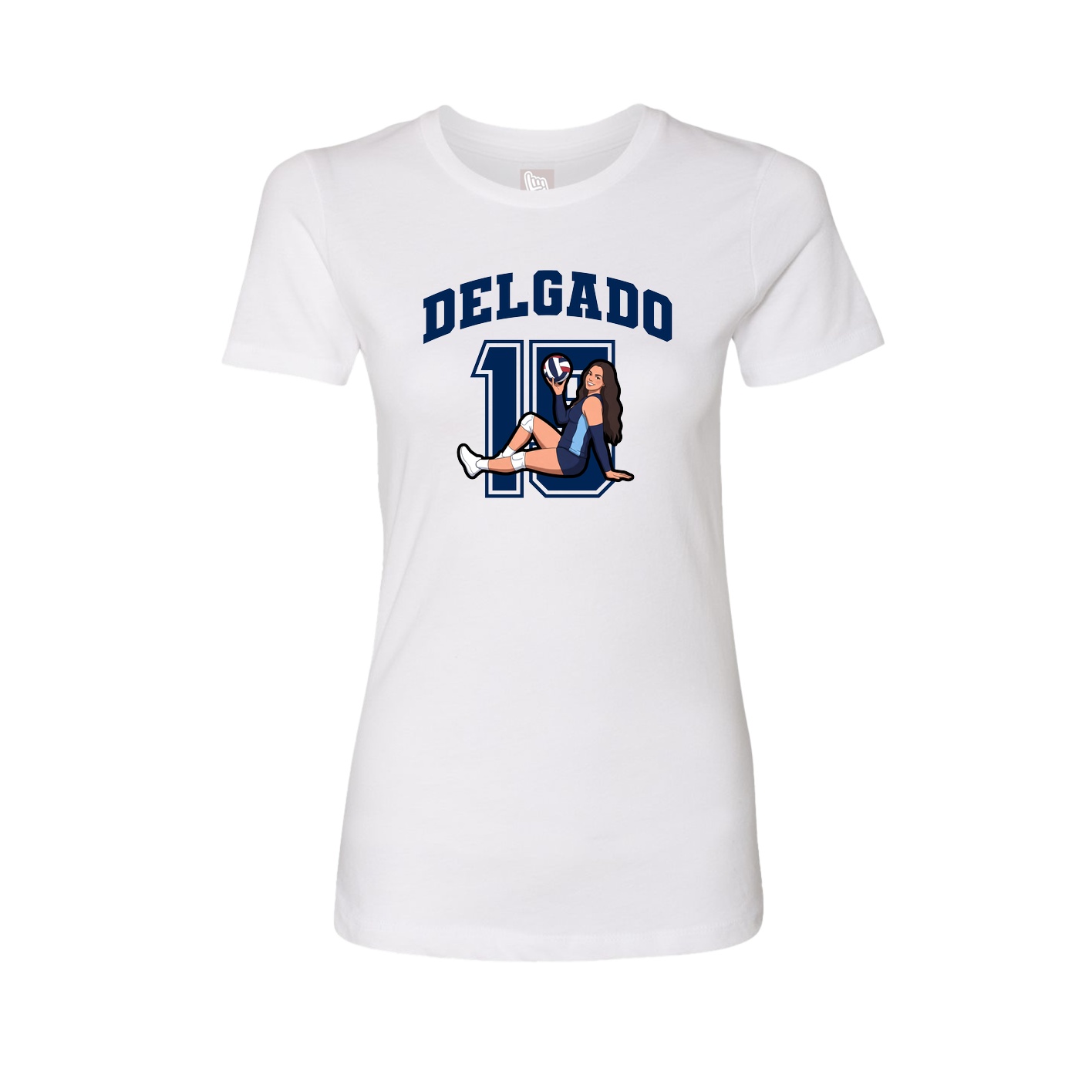 Fitted Women's Tee — Number in White