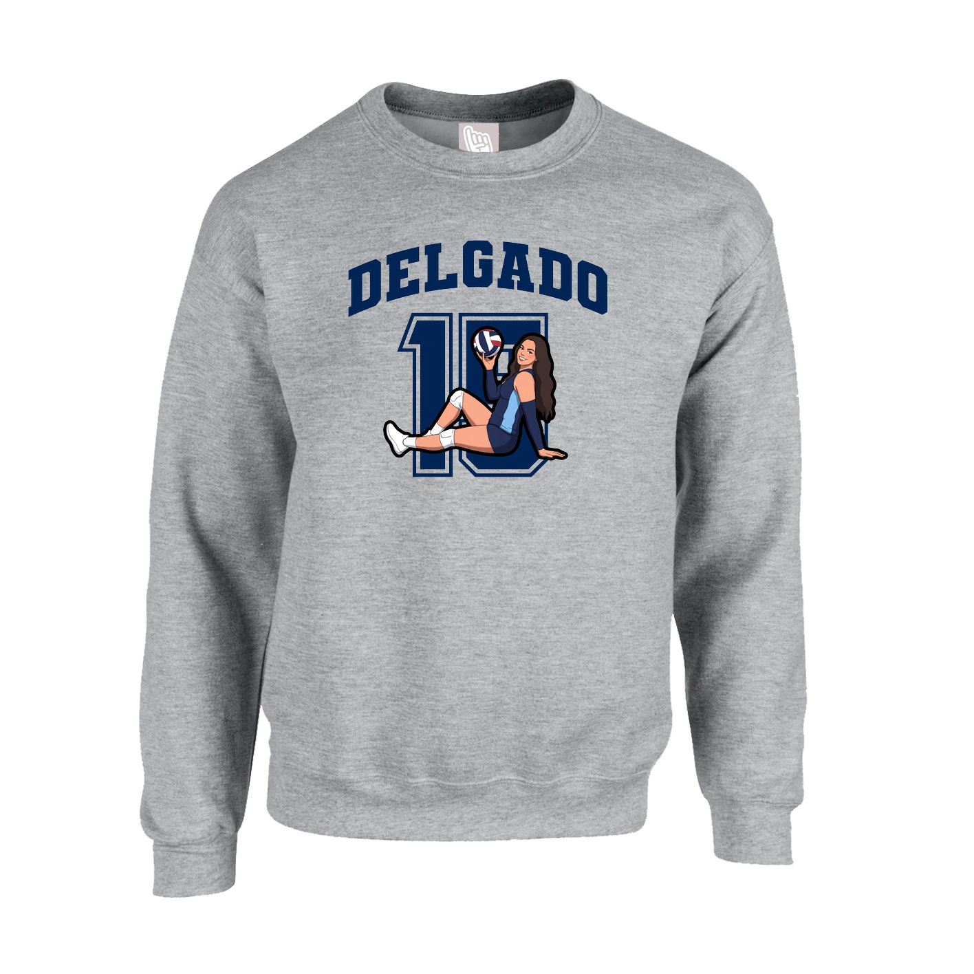Fleece Crew — Number in Grey