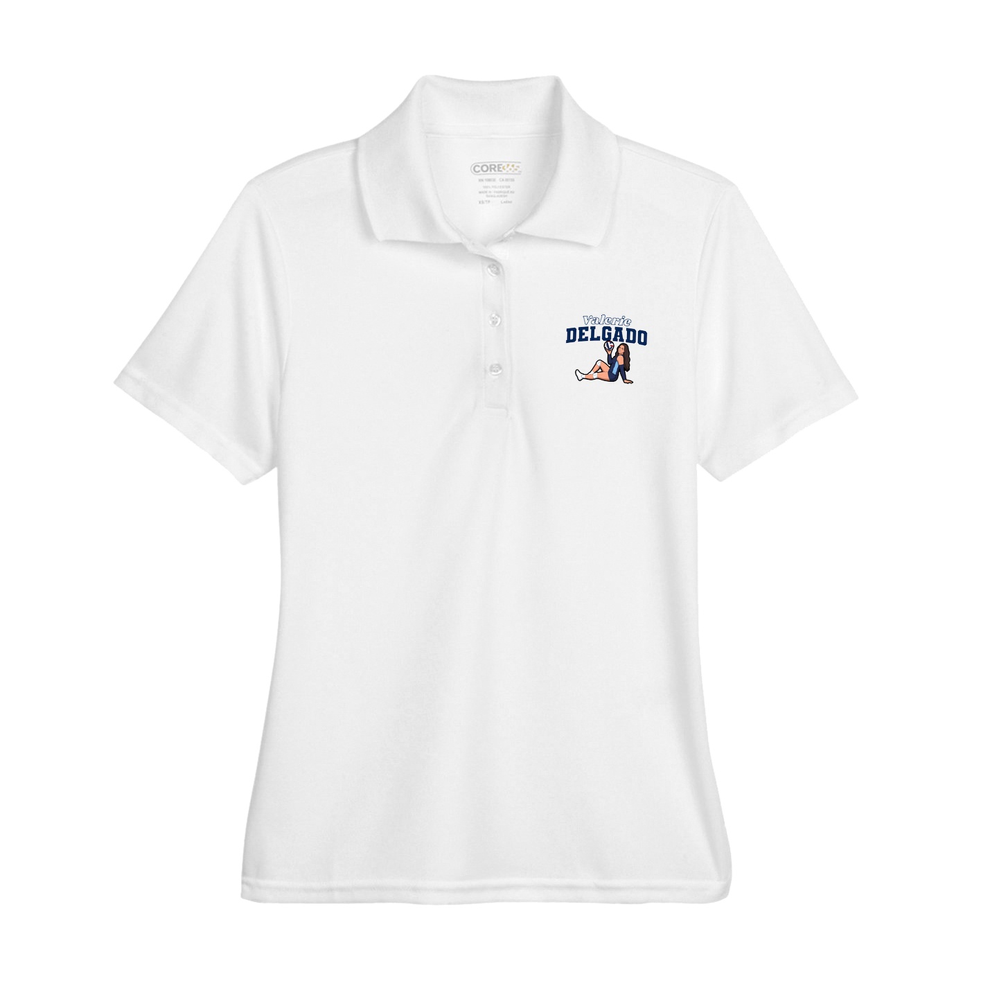 Womens Performance Polo — Name Arch in White