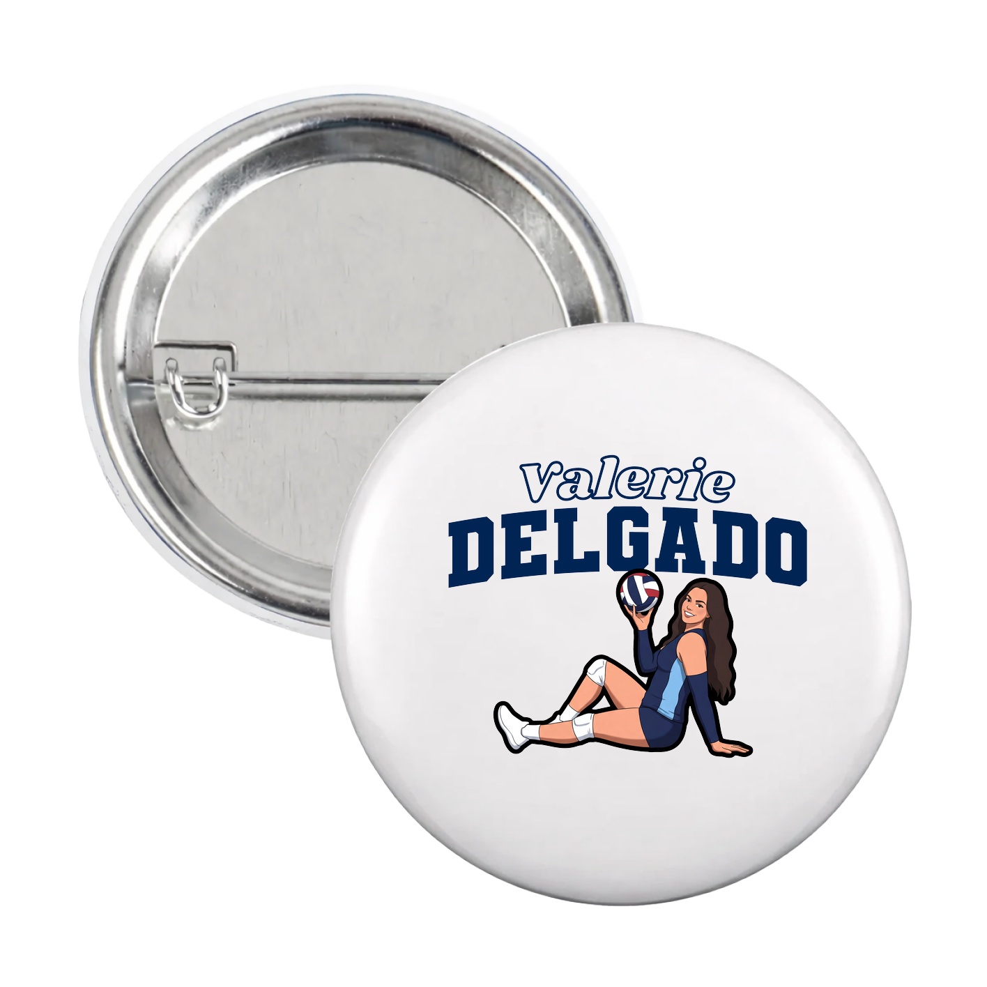 Game Day Button — Name Arch in White