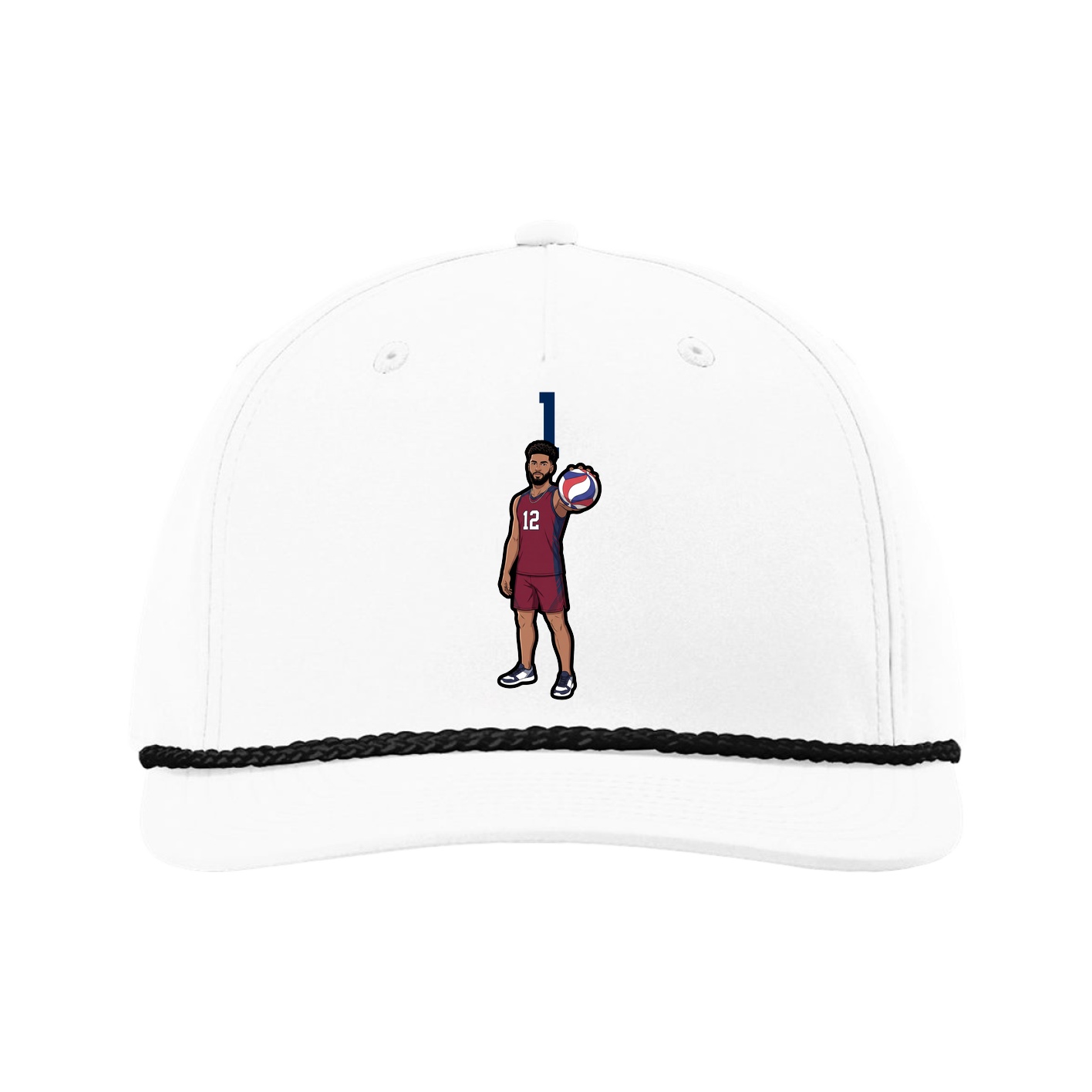 Five-Panel Classic Rope Cap — Number Top in White