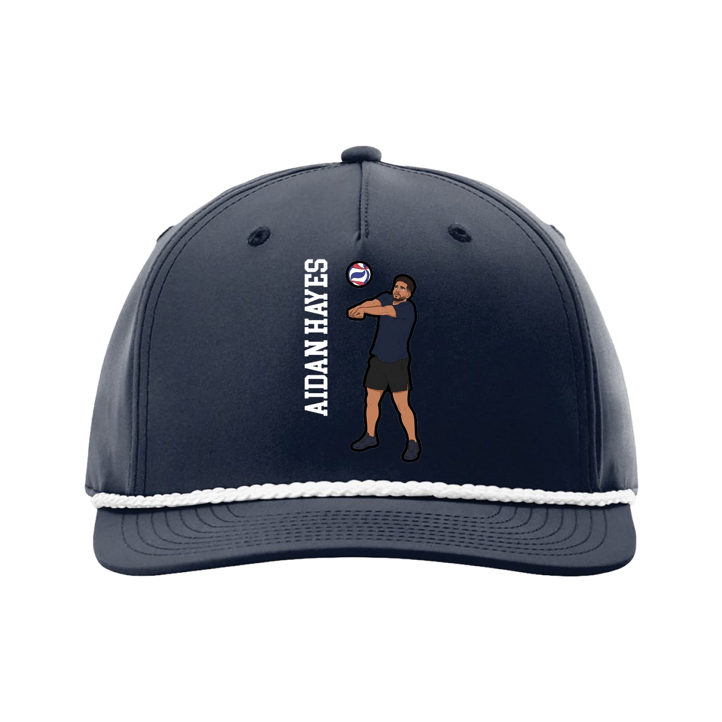 Five-Panel Classic Rope Cap — Name Vertical in Navy