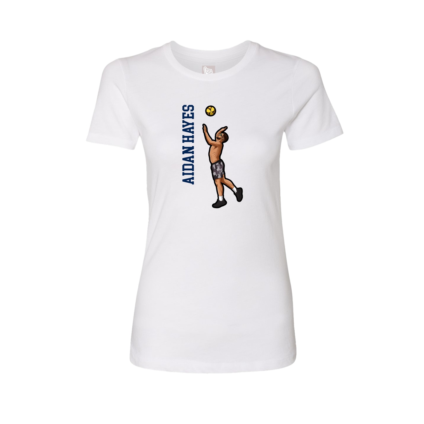 Fitted Women's Tee — Name Vertical in White