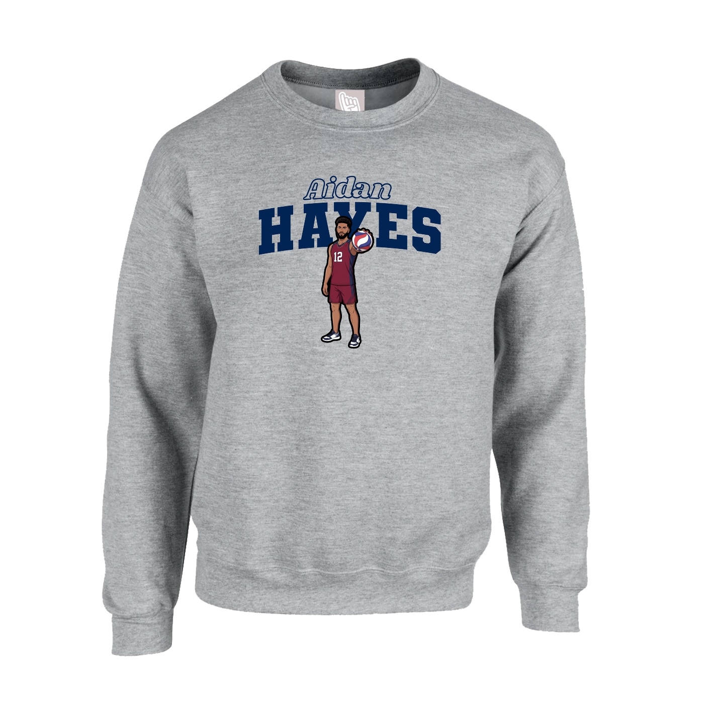 Fleece Crew — Name Arch in Grey