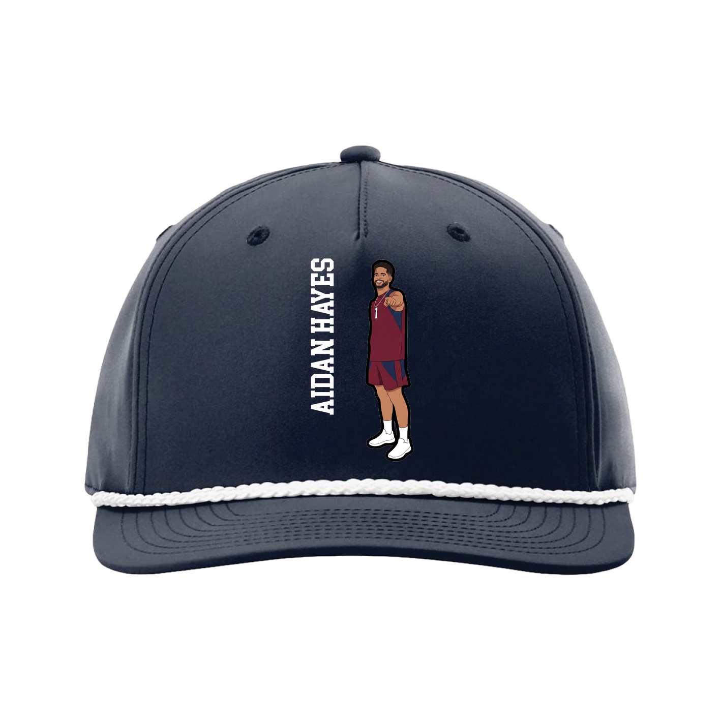 Five-Panel Classic Rope Cap — Name Vertical in Navy