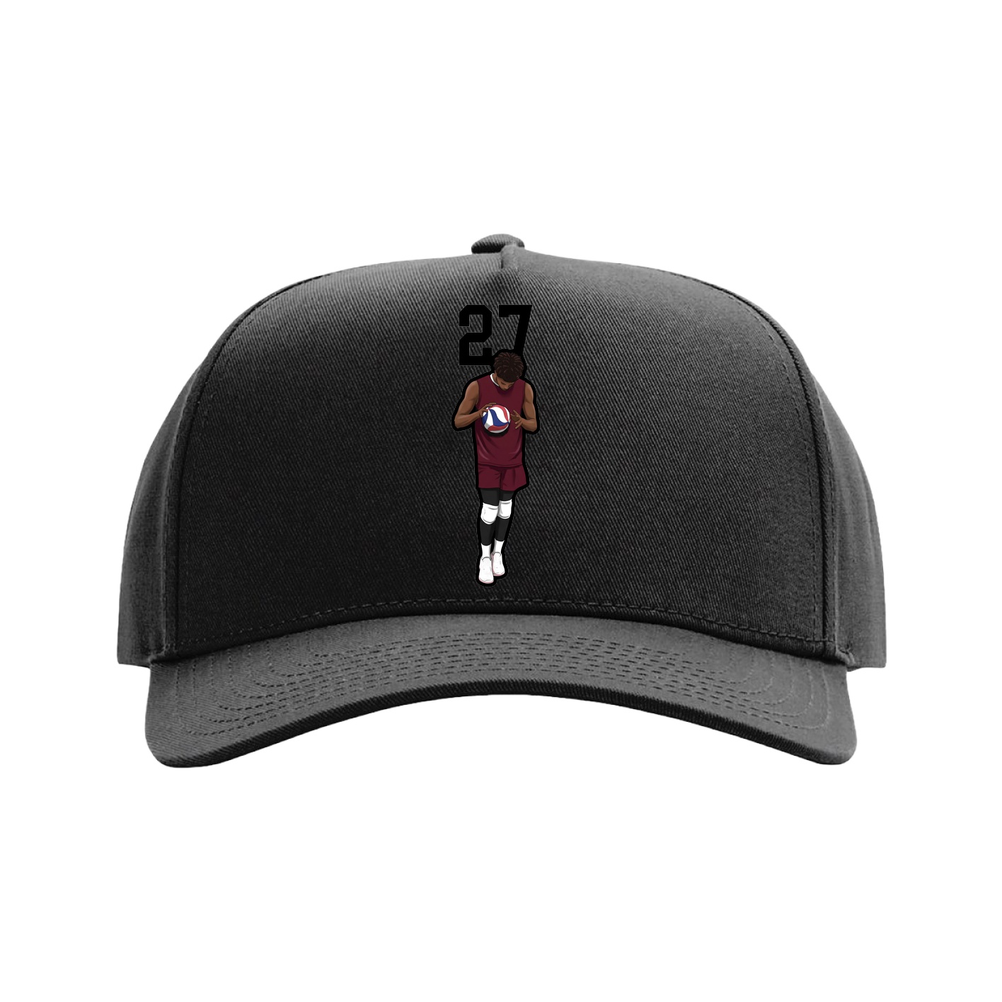 Full Fabric Five-Panel Champ Cap — Number Top in Black