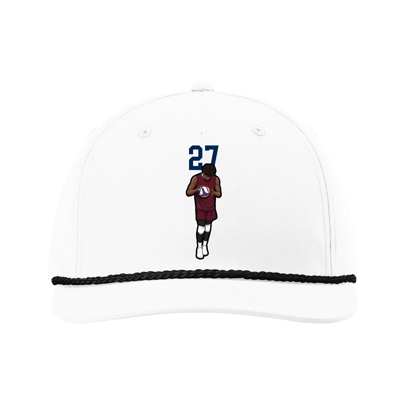 Five-Panel Classic Rope Cap — Number Top in White