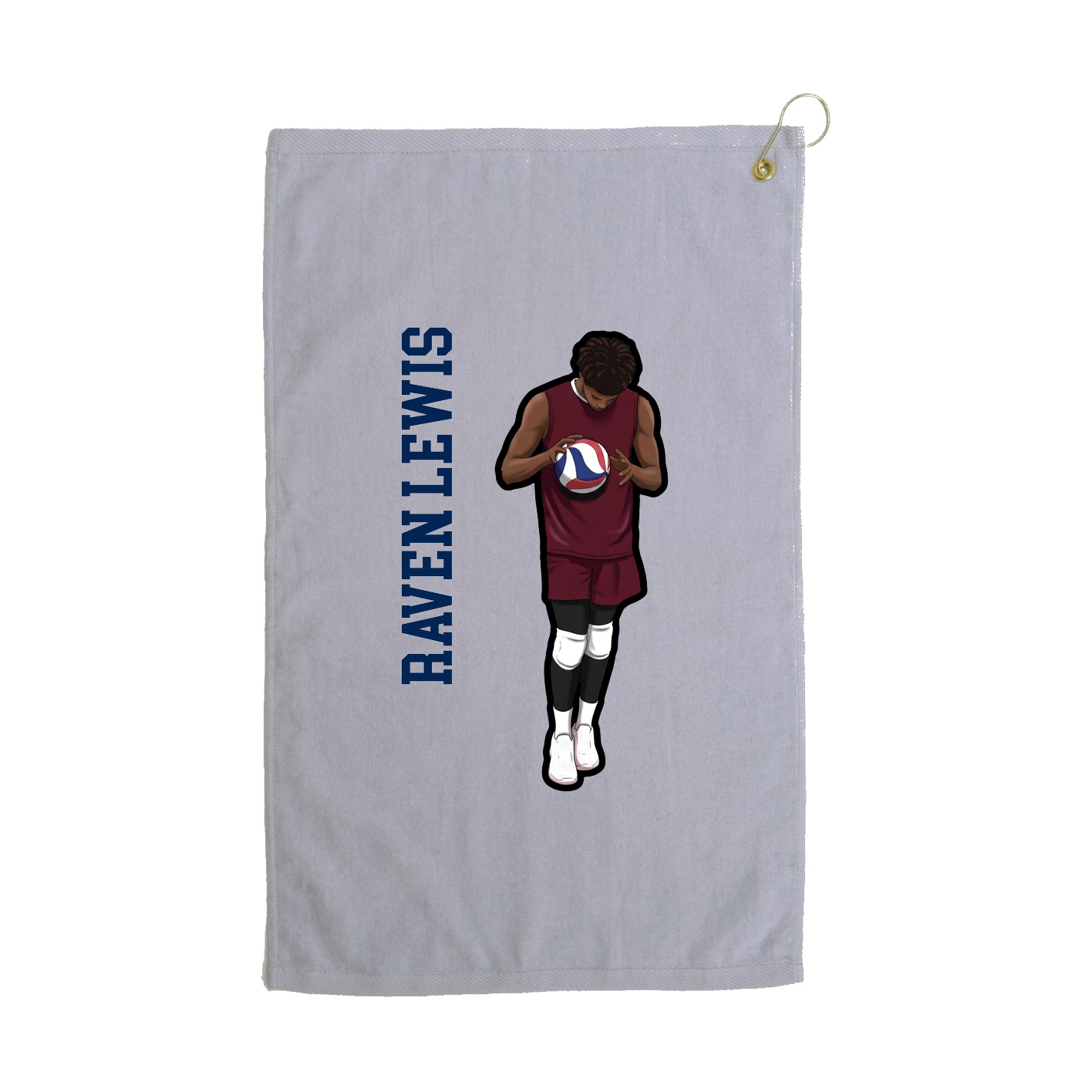 Golf Towel — Name Vertical in Grey