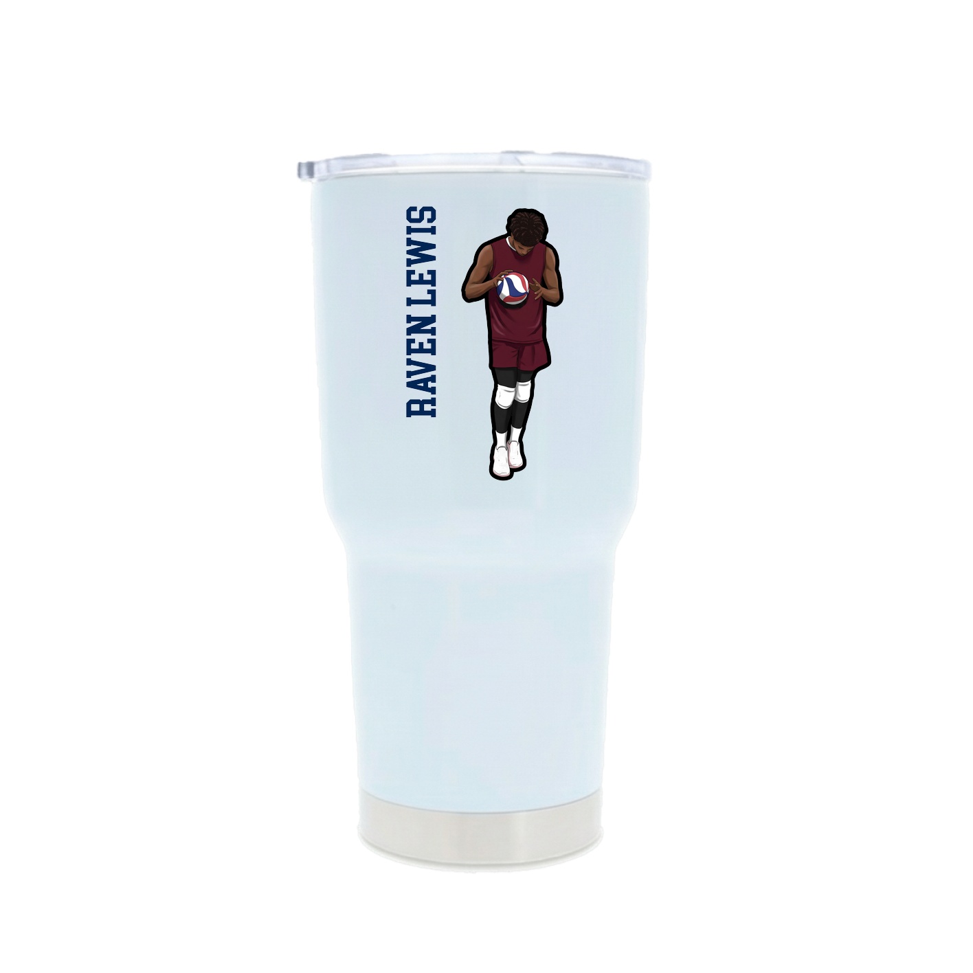 30oz Stainless Steel Tumbler — Name Vertical in White