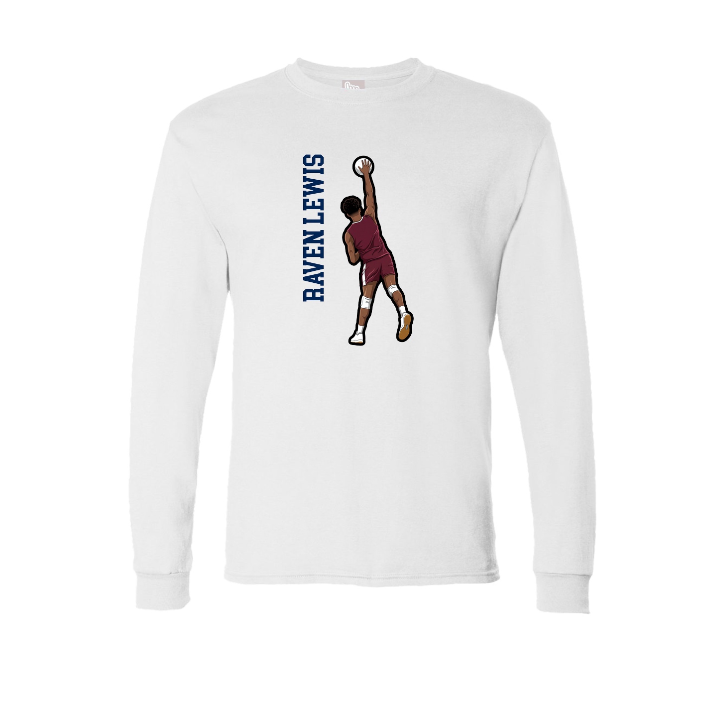 Long Sleeve Tee — Name Vertical in White