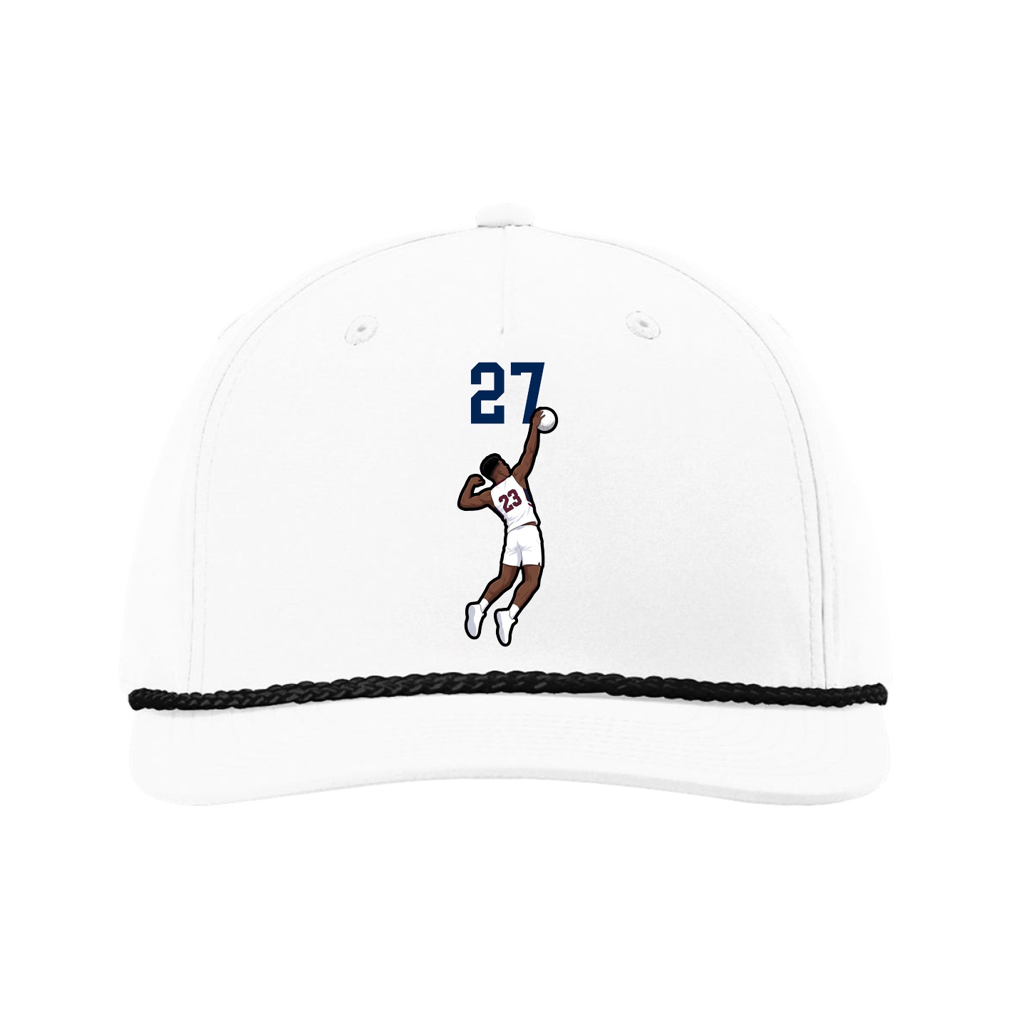 Five-Panel Classic Rope Cap — Number Top in White