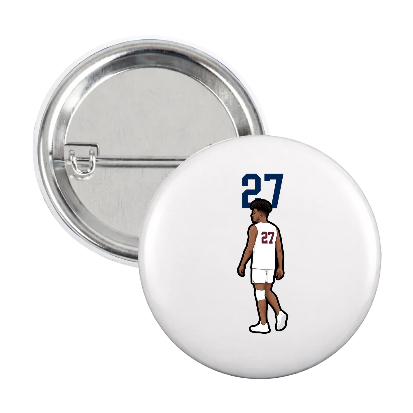 Game Day Button — Number Top in White