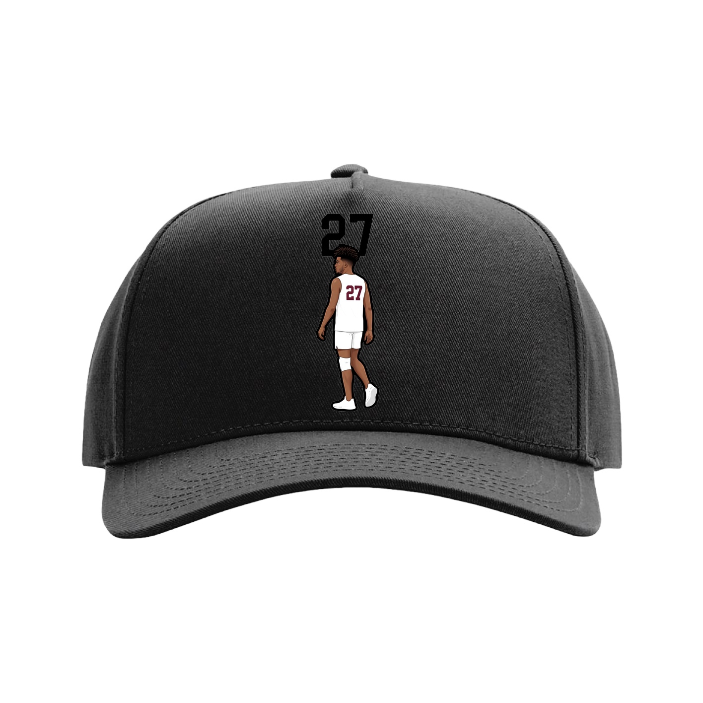 Full Fabric Five-Panel Champ Cap — Number Top in Black