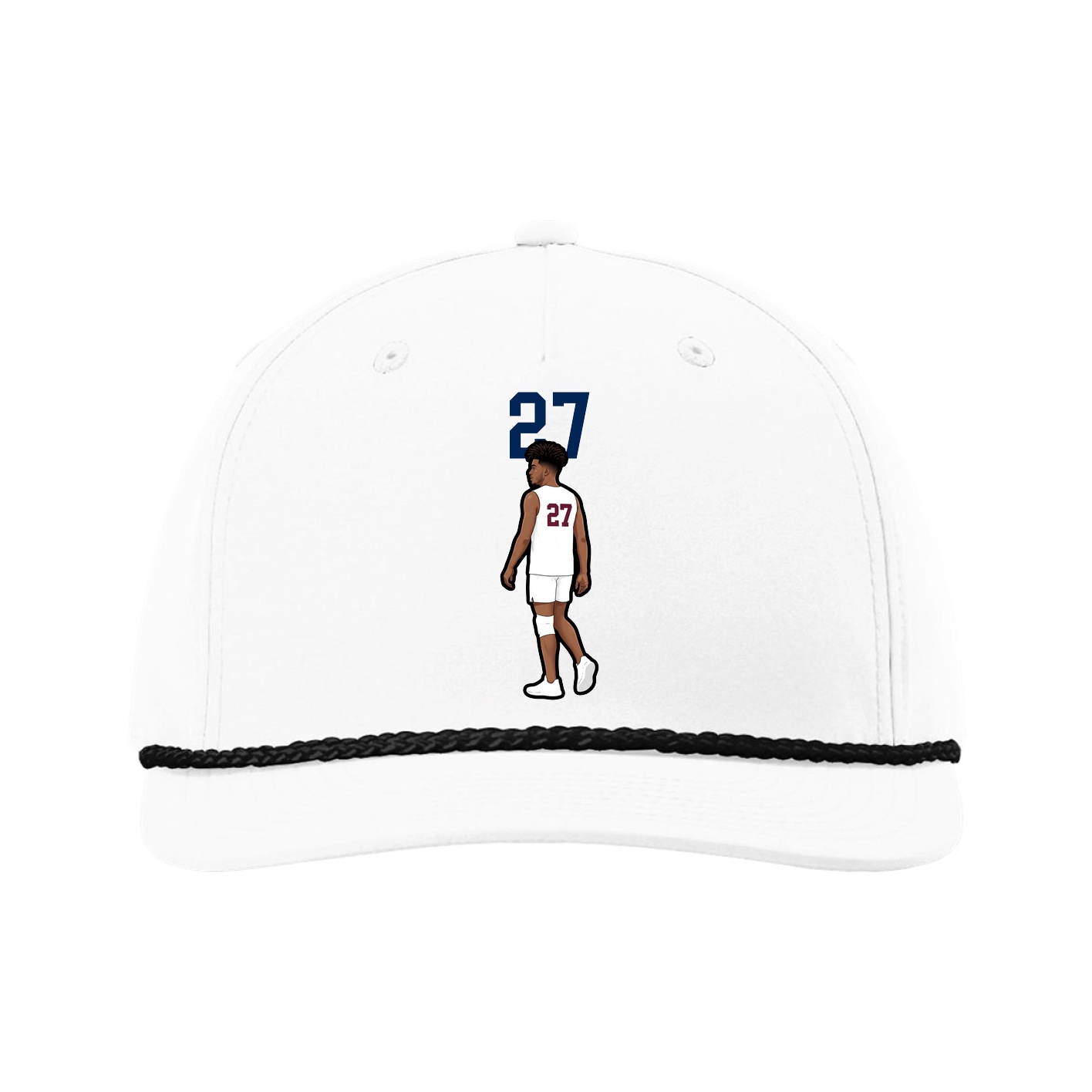 Five-Panel Classic Rope Cap — Number Top in White