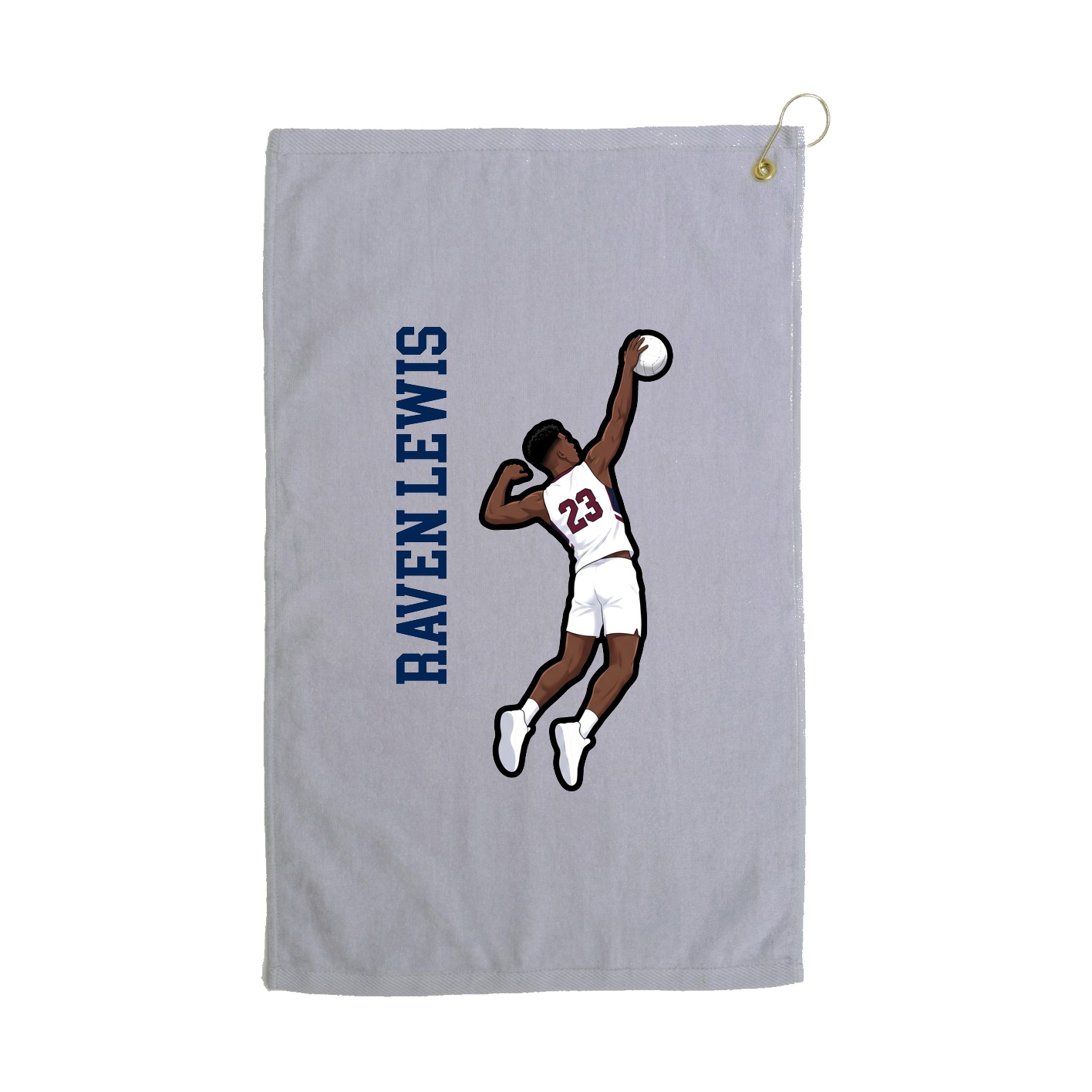 Golf Towel — Name Vertical in Grey