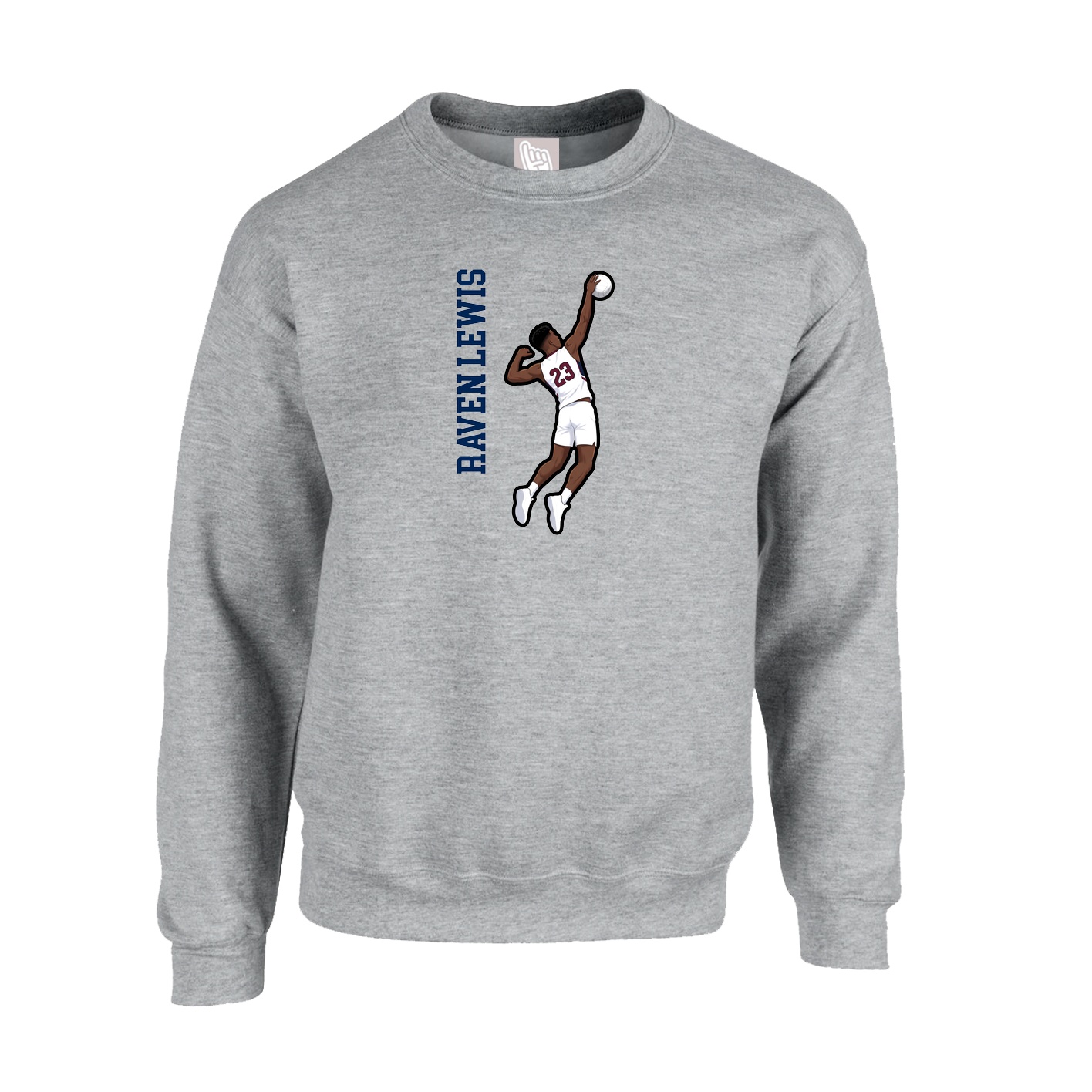 Fleece Crew — Name Vertical in Grey