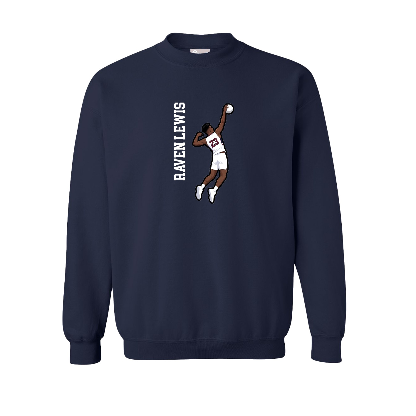 Fleece Crew — Name Vertical in Navy