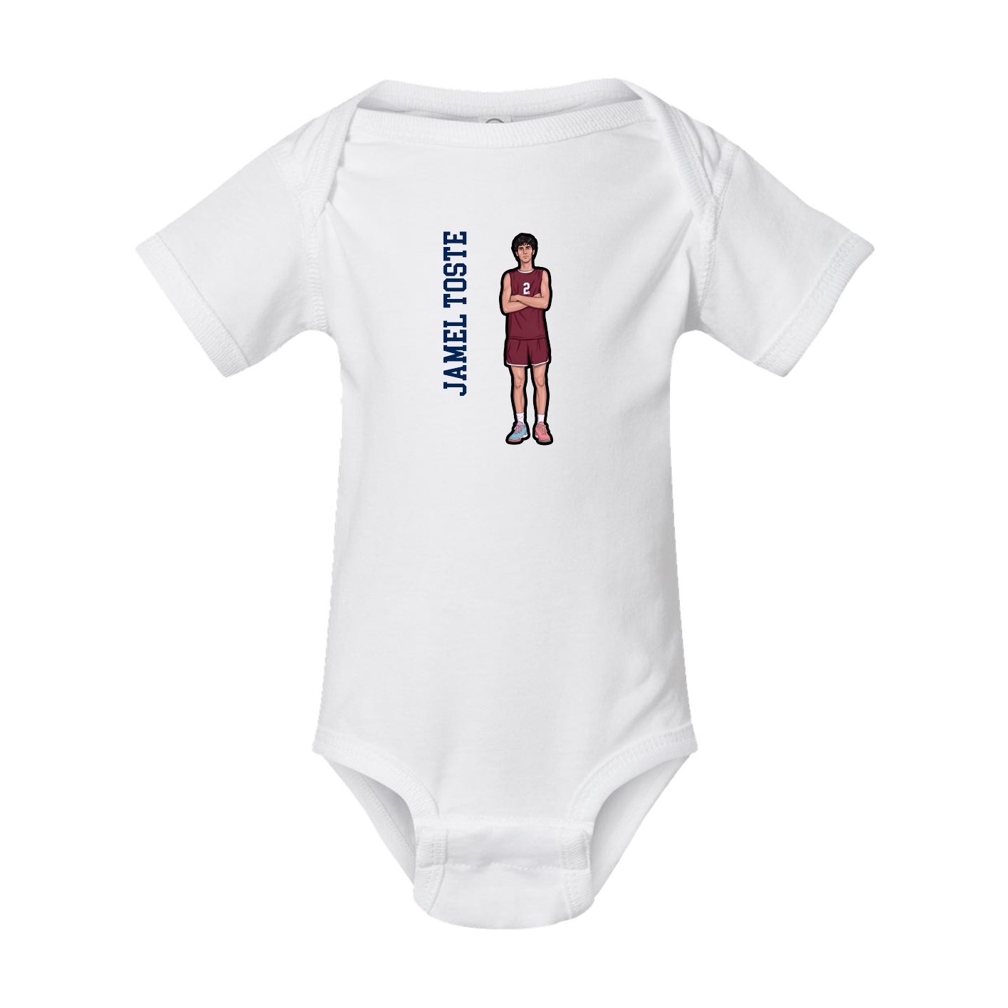 Baby Onesie — Name Vertical in White