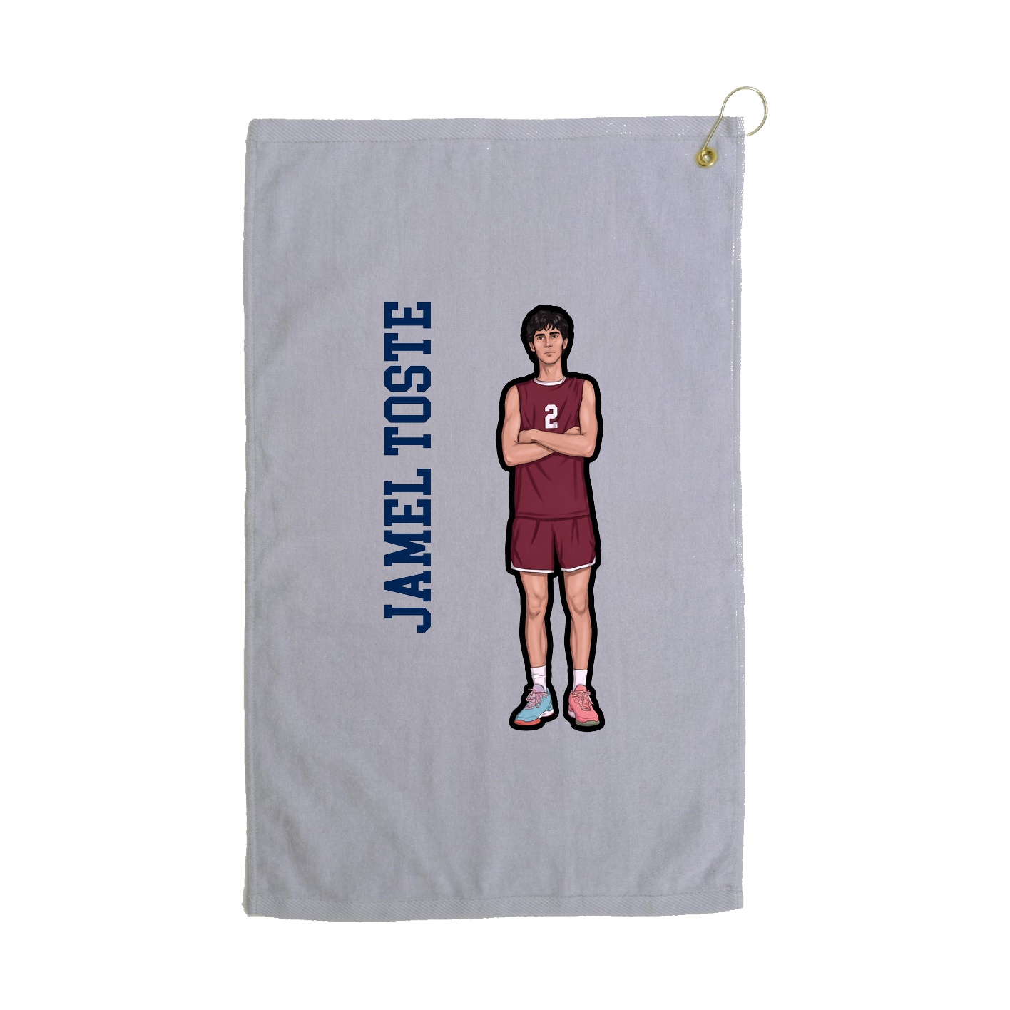 Golf Towel — Name Vertical in Grey