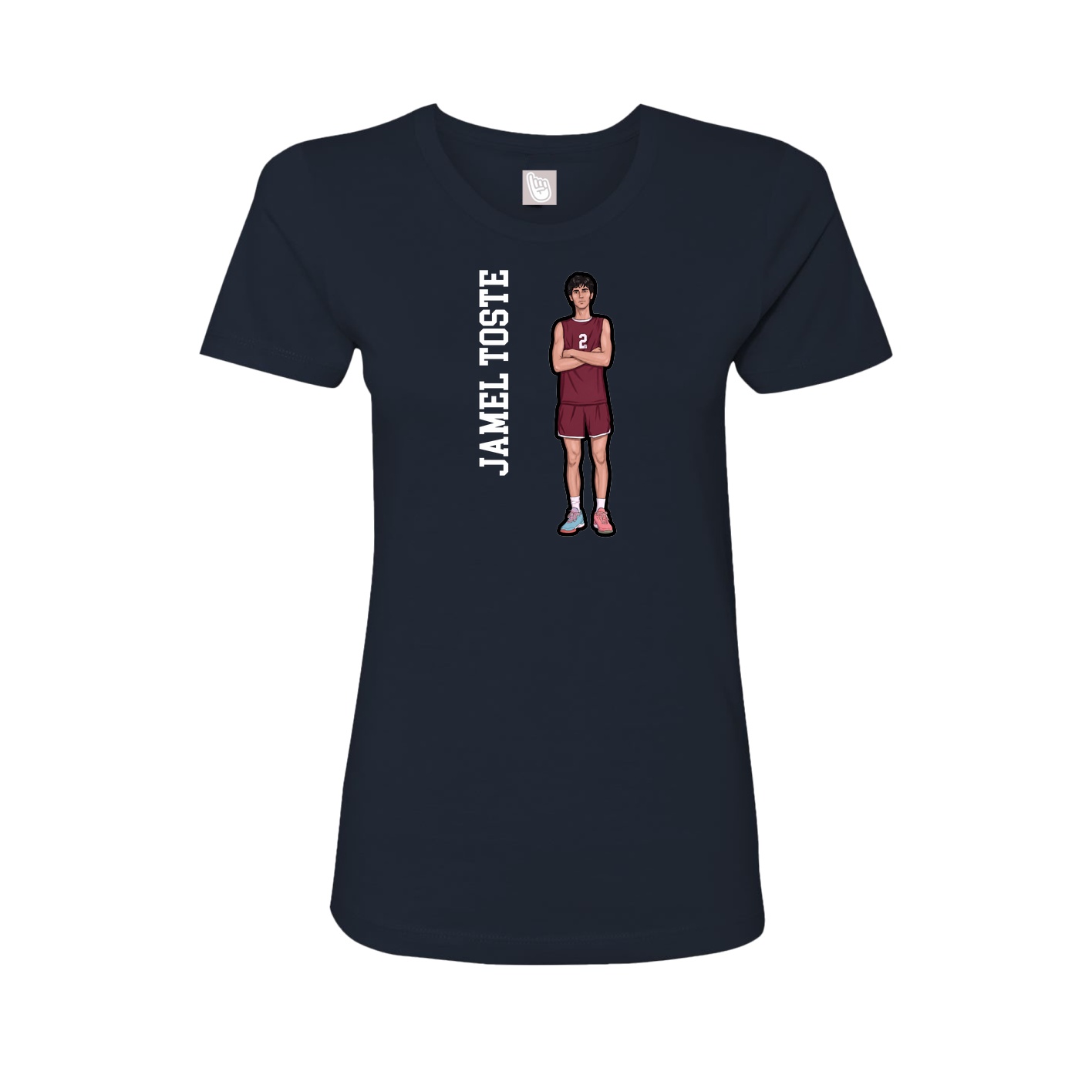Fitted Women's Tee — Name Vertical in Navy