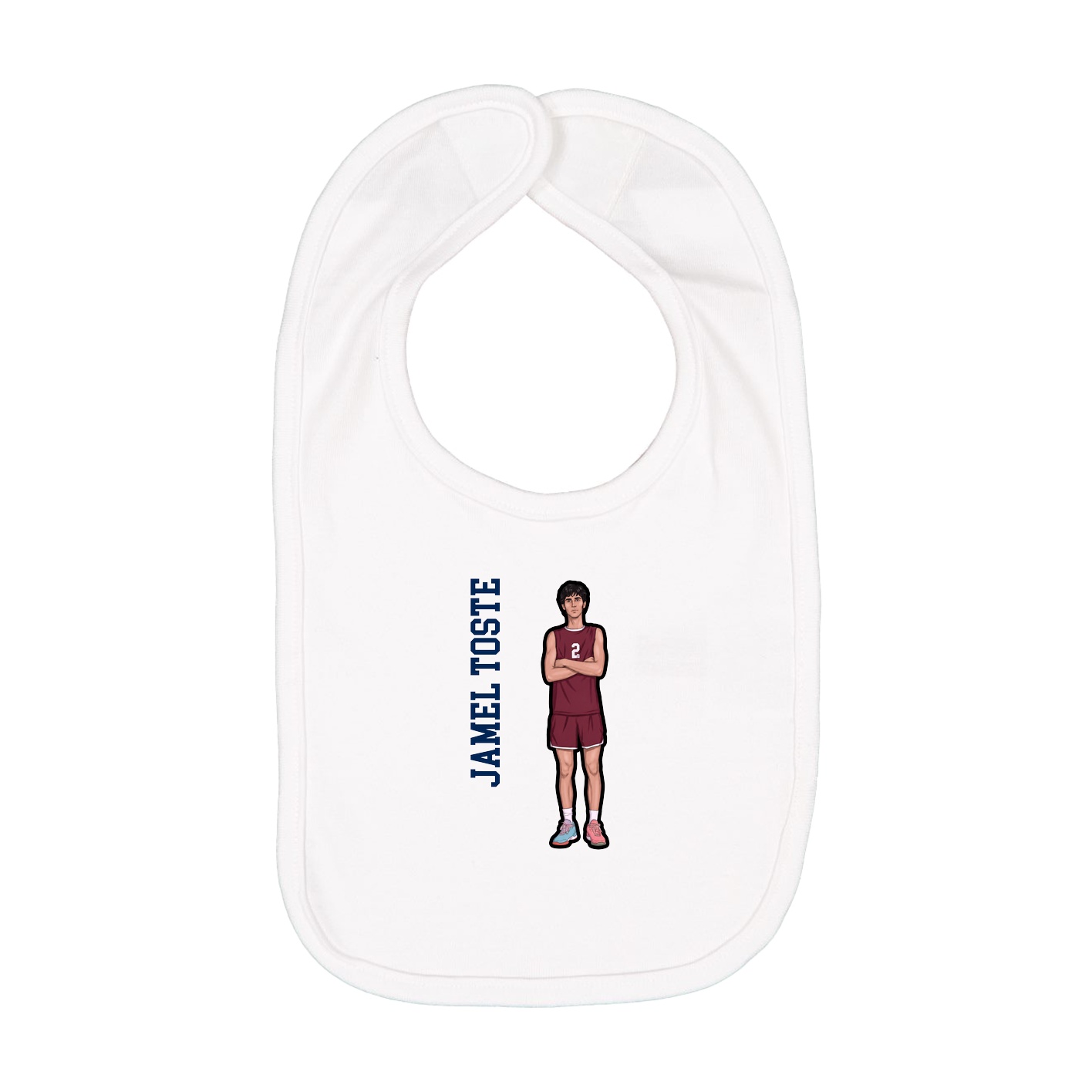 Infant Bib — Name Vertical in White
