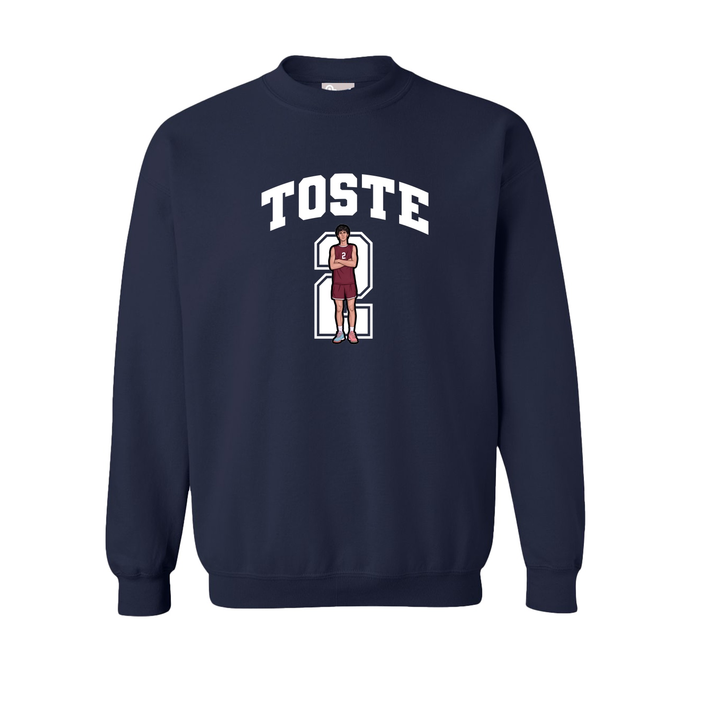 Fleece Crew — Number in Navy