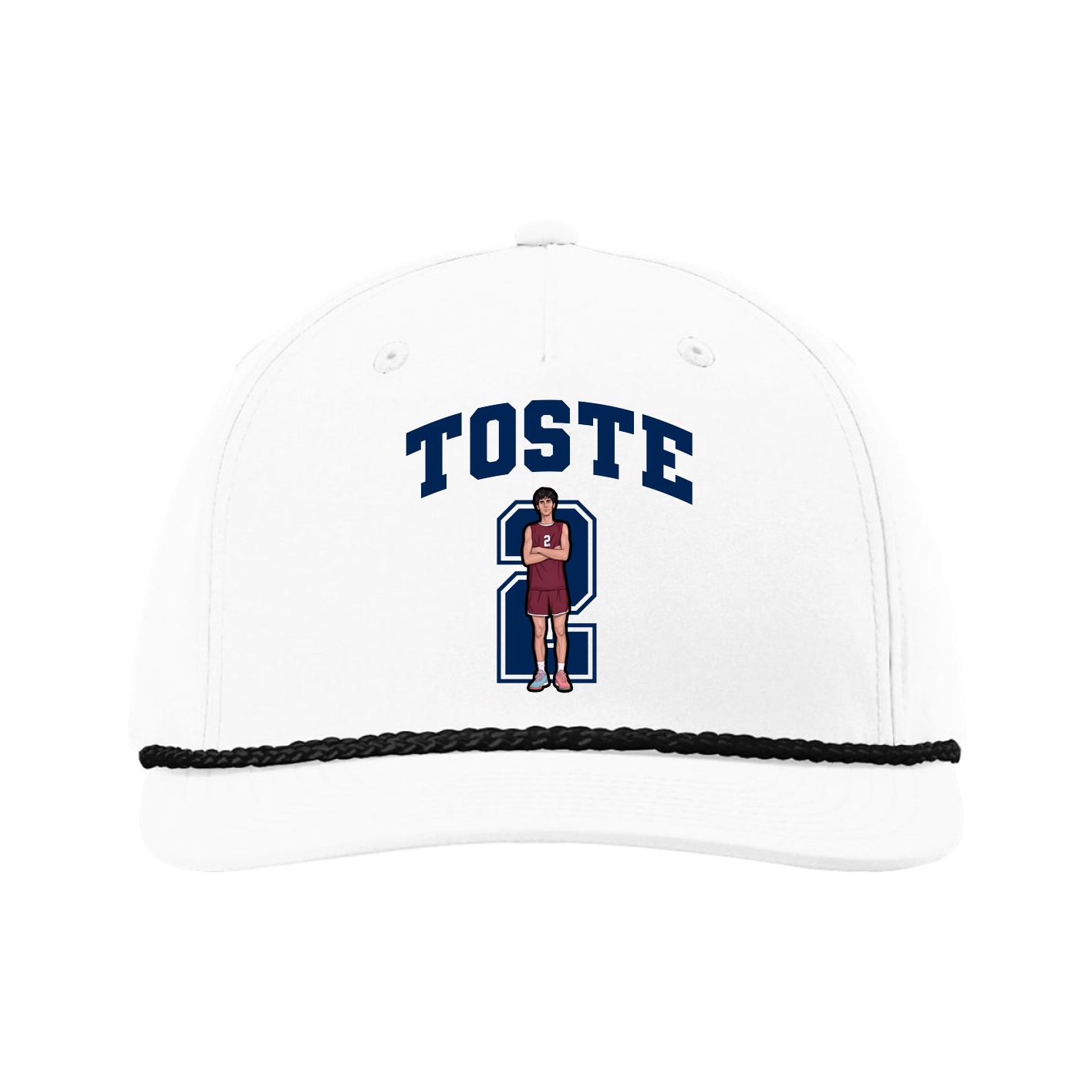 Five-Panel Classic Rope Cap — Number in White