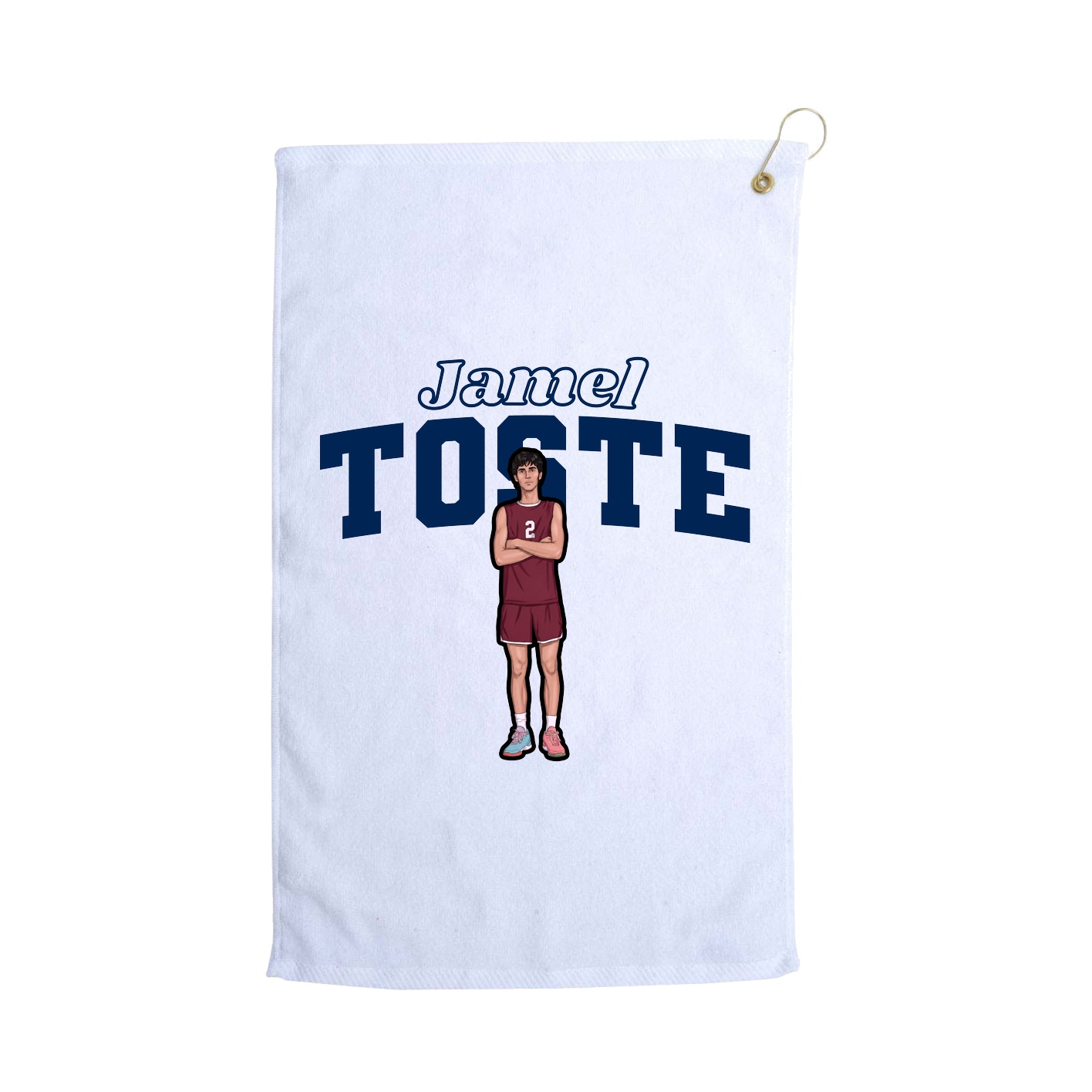 Golf Towel — Name Arch in White