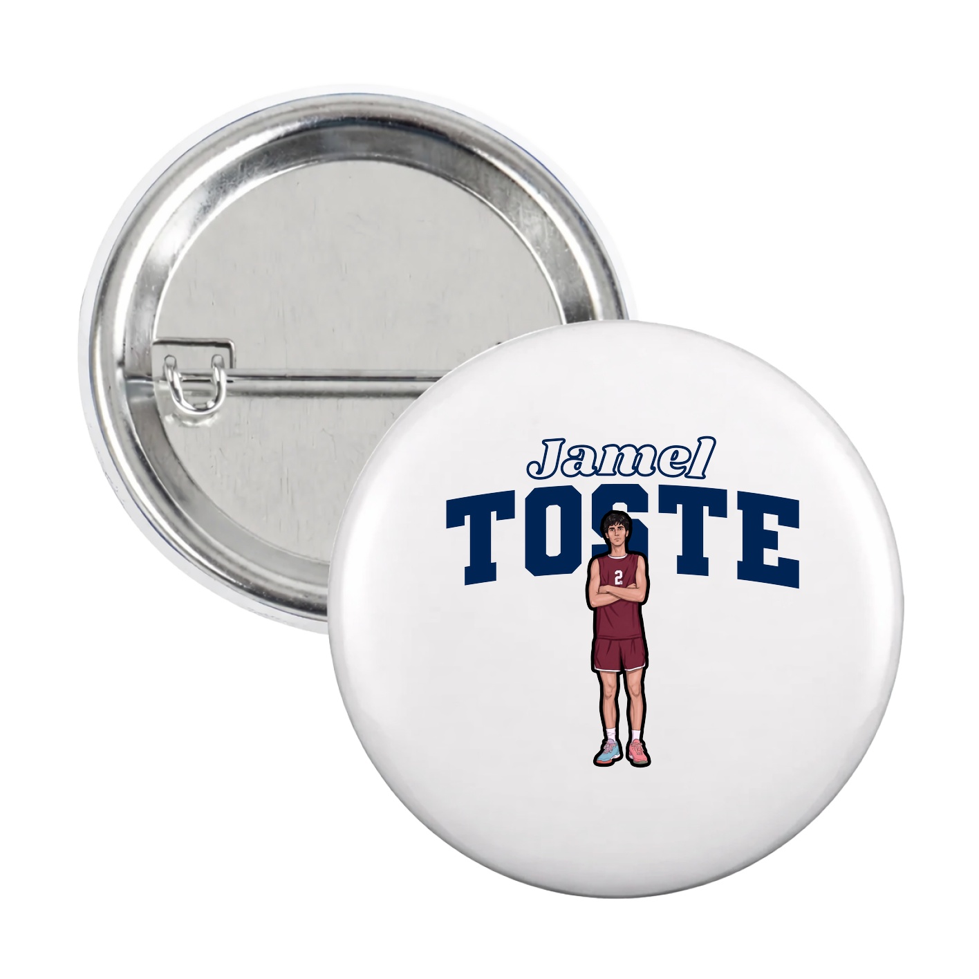 Game Day Button — Name Arch in White