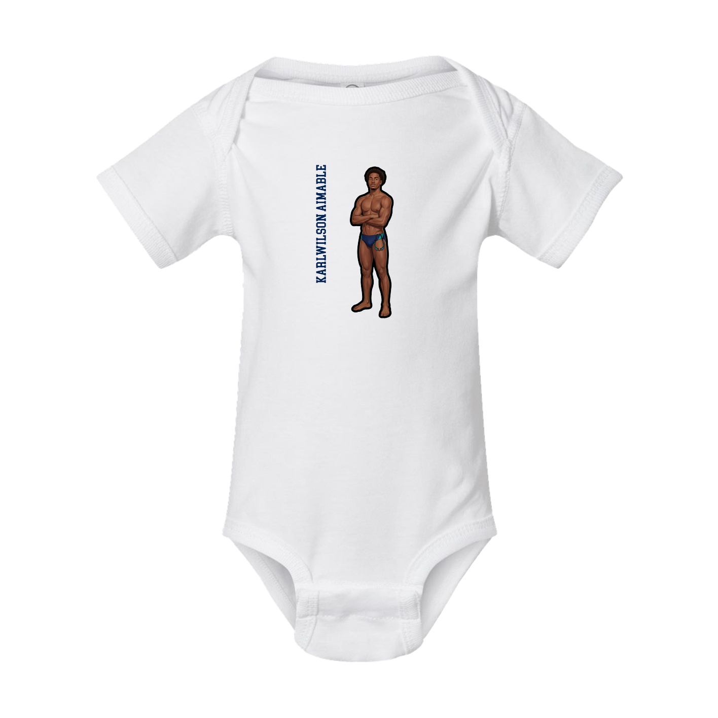 Baby Onesie — Name Vertical in White