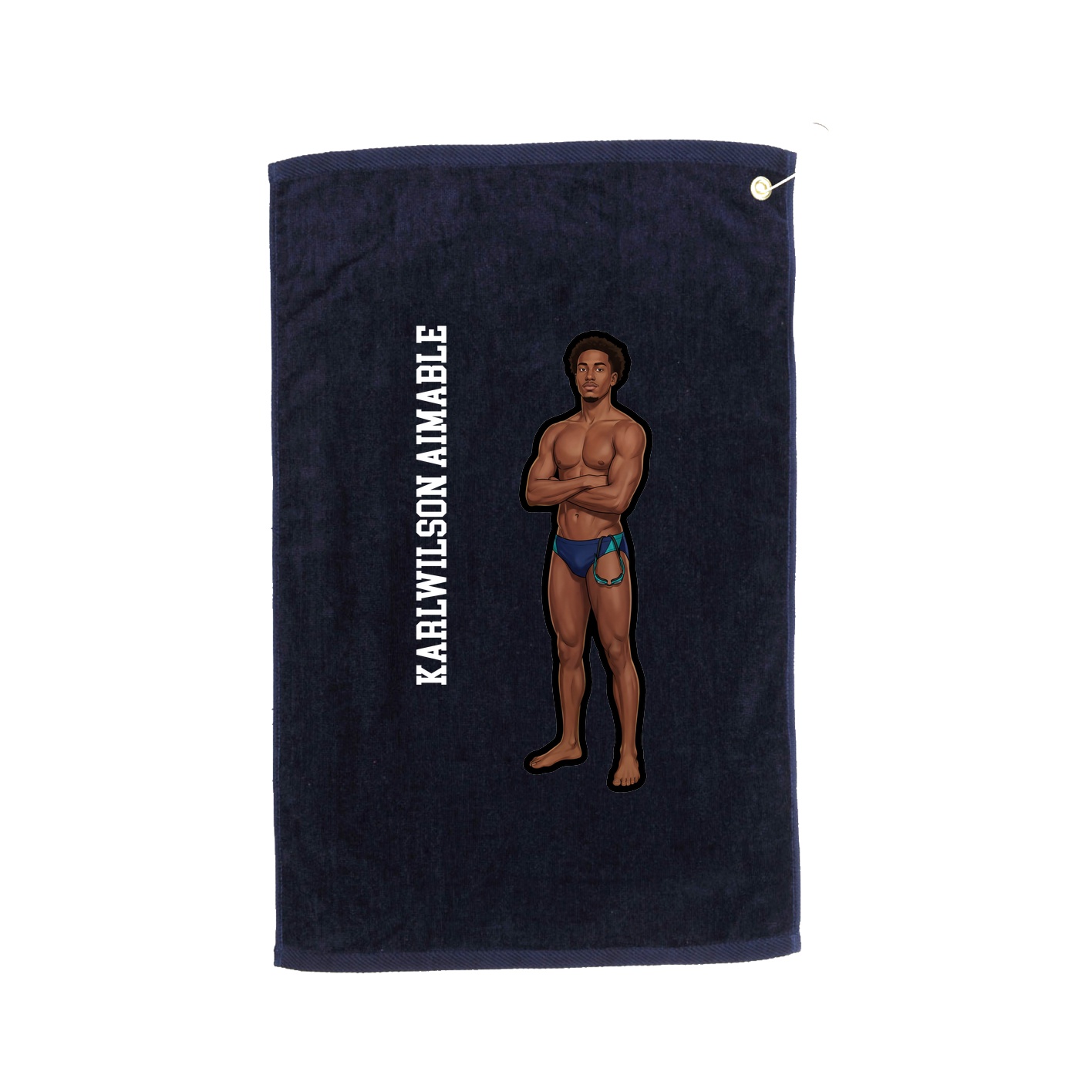 Golf Towel — Name Vertical in Navy