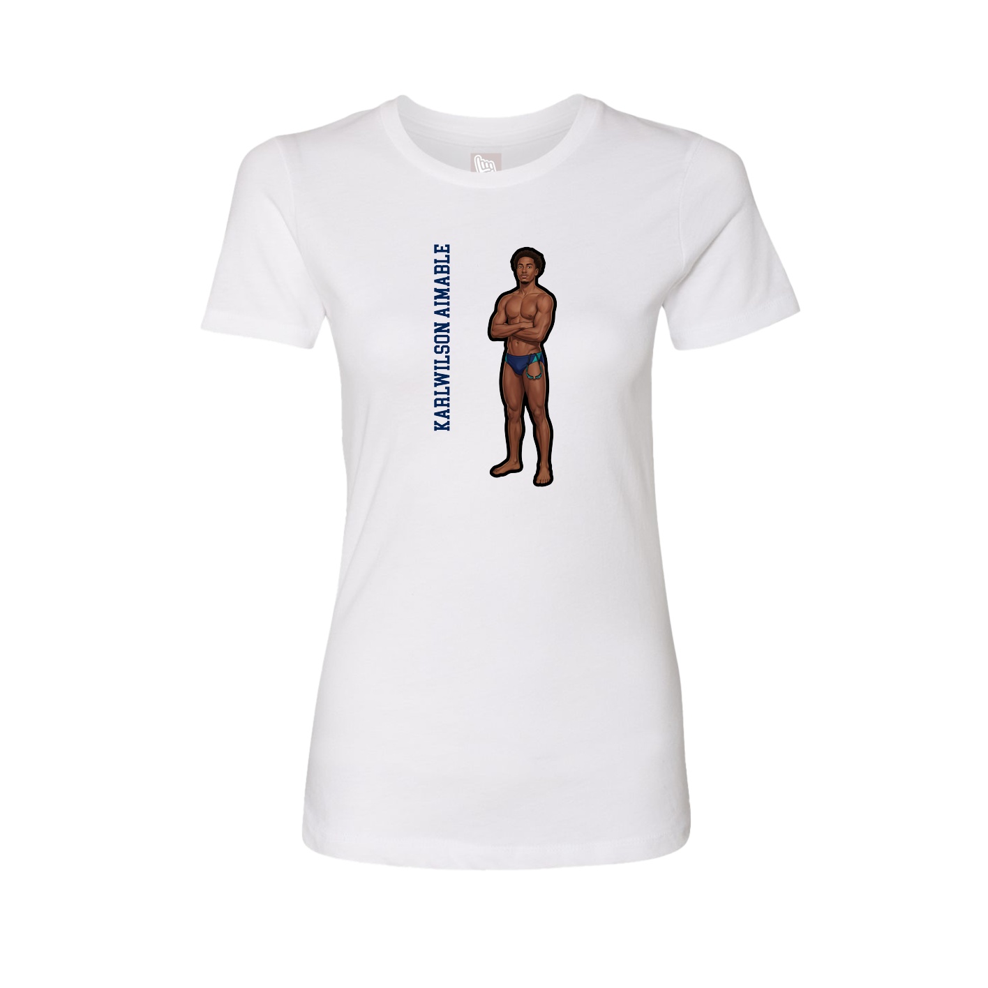 Fitted Women's Tee — Name Vertical in White