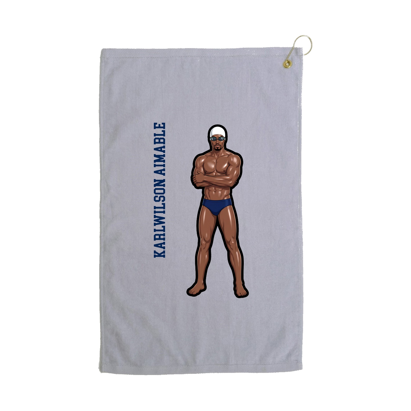 Golf Towel — Name Vertical in Grey