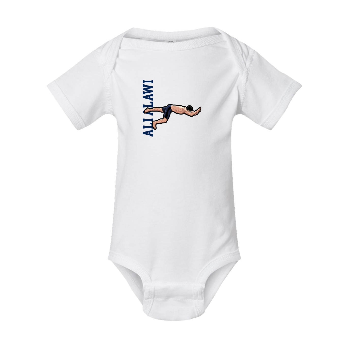 Baby Onesie — Name Vertical in White