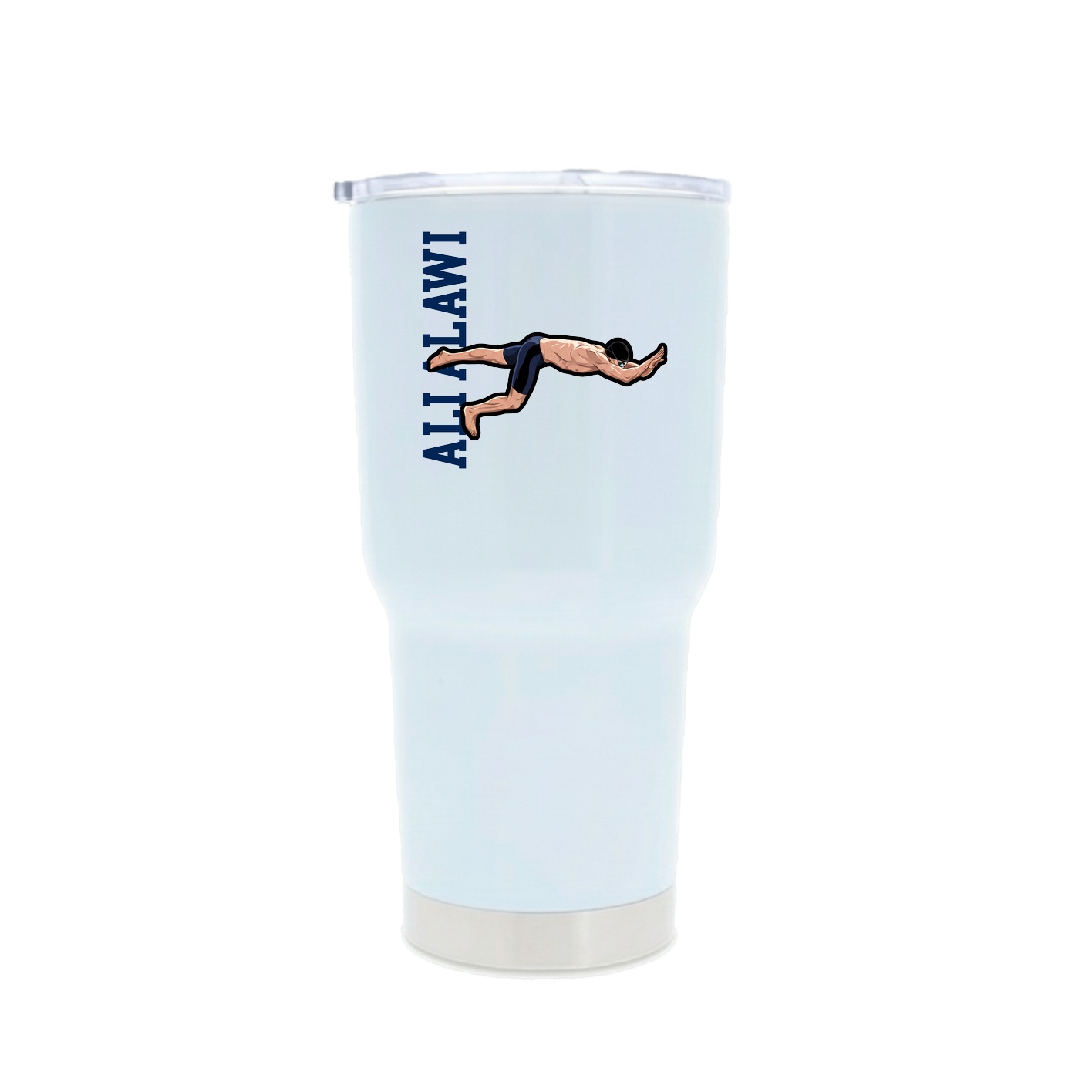 30oz Stainless Steel Tumbler — Name Vertical in White