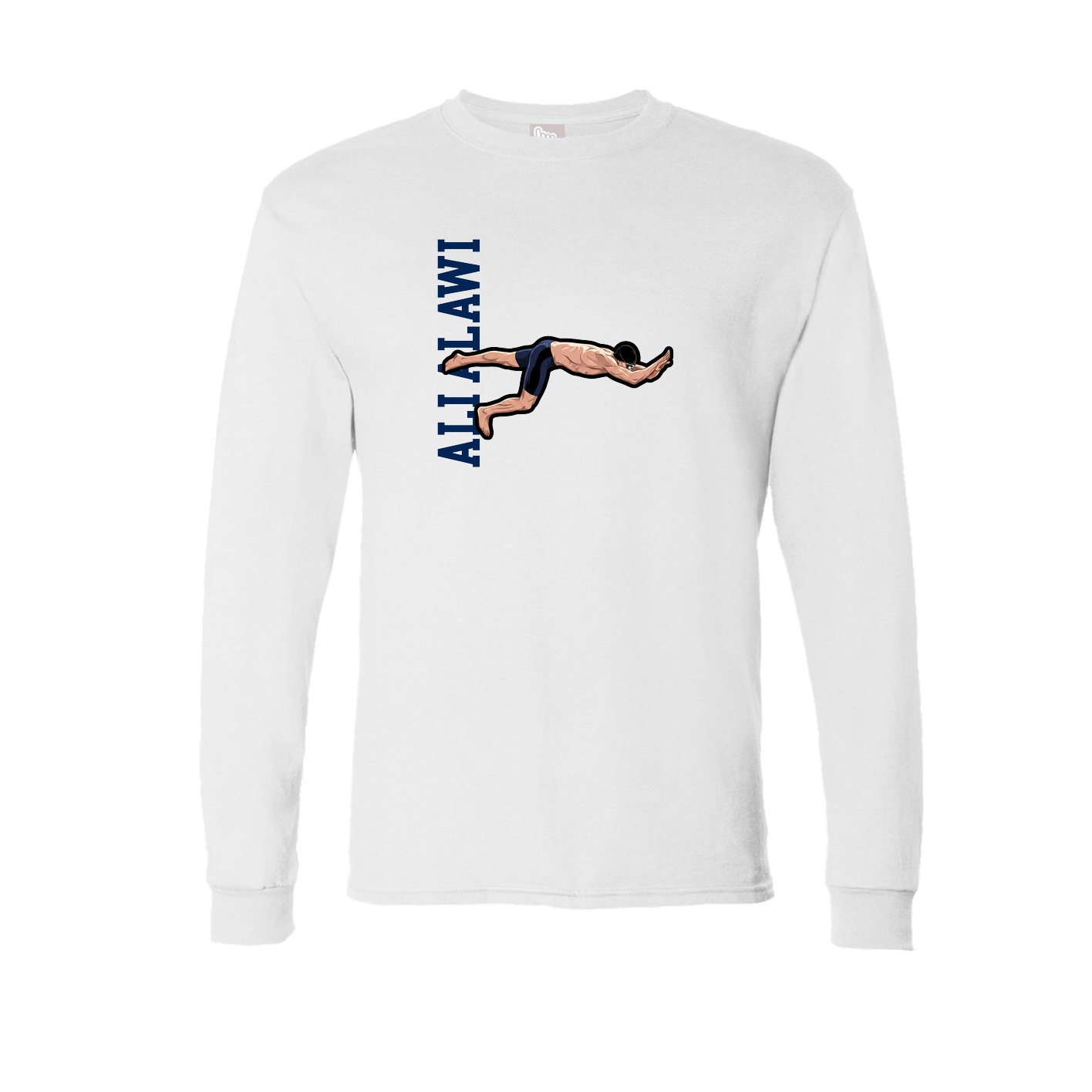 Long Sleeve Tee — Name Vertical in White
