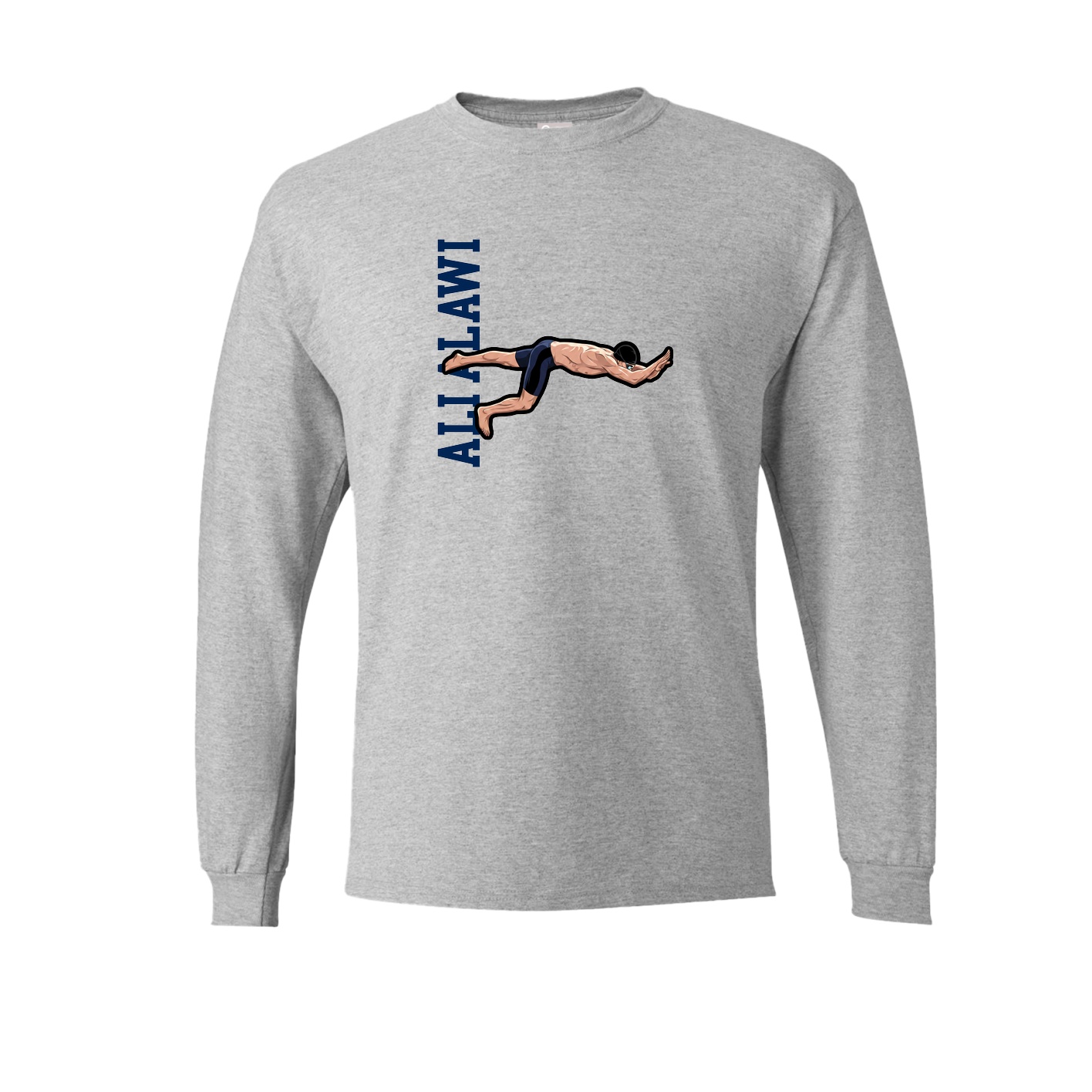 Long Sleeve Tee — Name Vertical in Grey