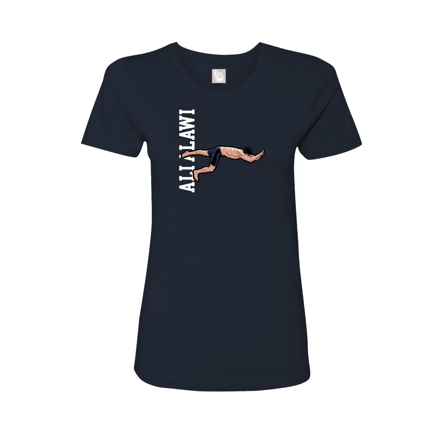 Womens Tee — Name Vertical in Navy