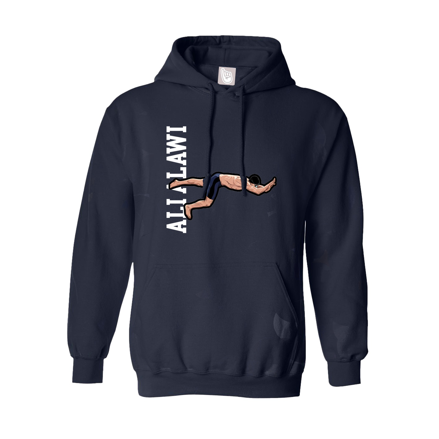 Hoodie — Name Vertical in Navy